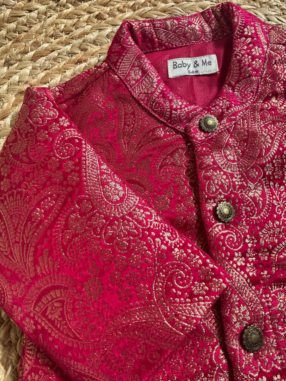Grand Ethnic Celebration Pink Banarasi Traditional Kurta for baby boy ethnic top wear