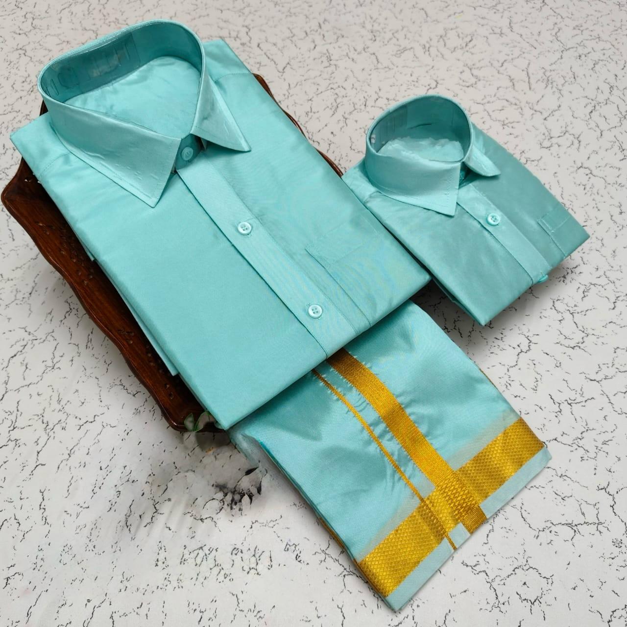 Sky Blue - Shirt Vesti Semi-Silk for Men