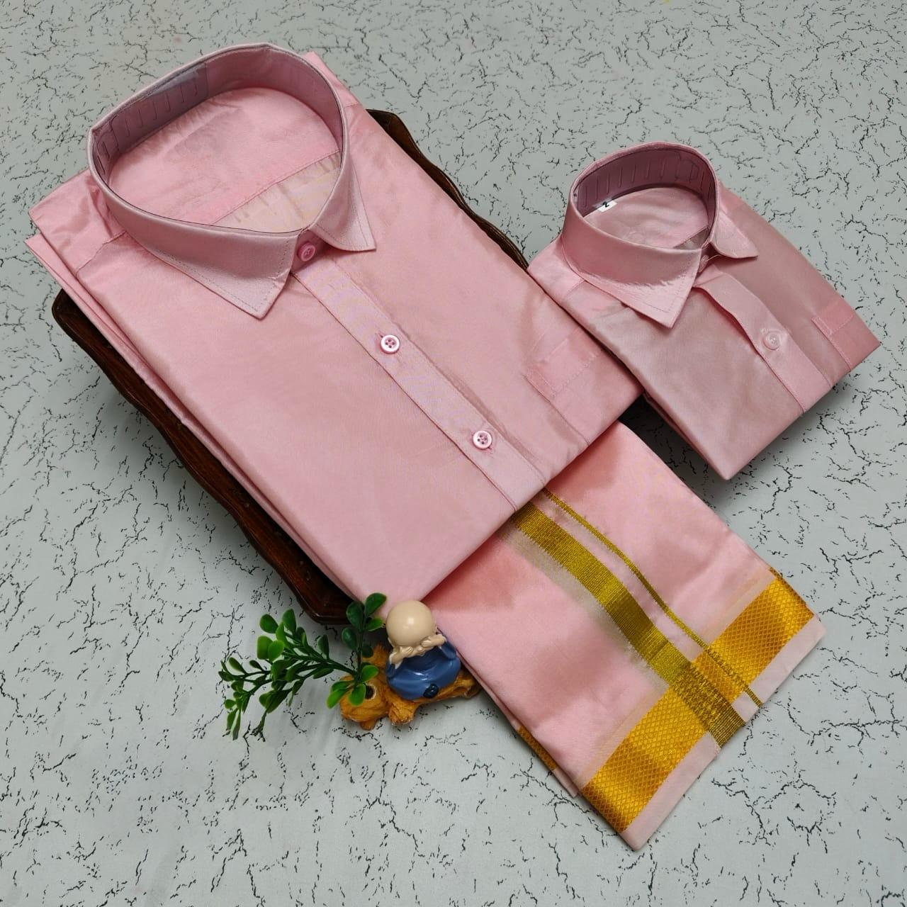 Pink - Shirt Vesti Semi-Silk for Men