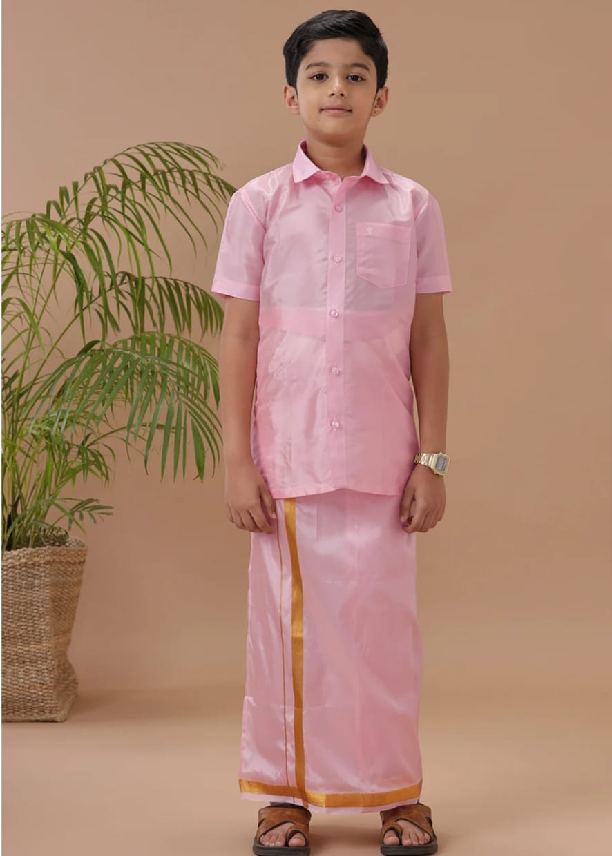 Light pink - Shirt Vesti Semi-Silk for Baby Boy