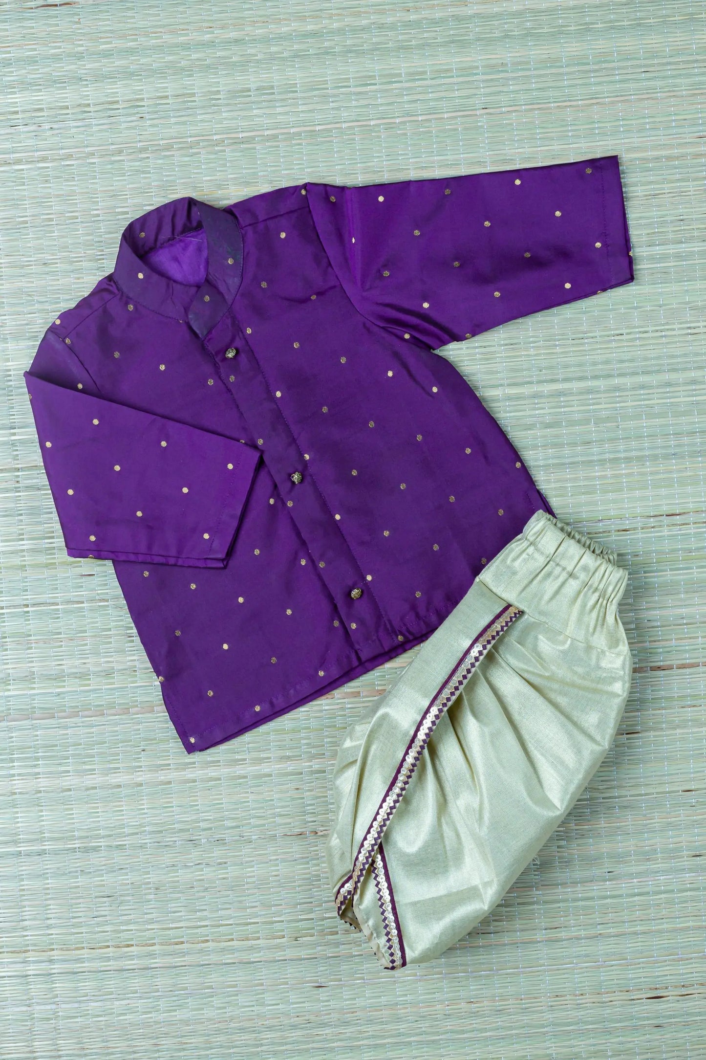 Kanchi look-alike silk kurta dhoti ethnic wear for baby boy