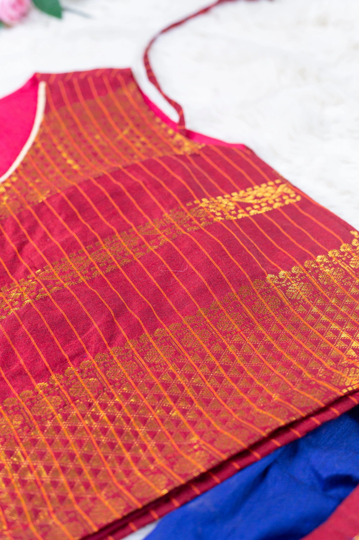 Maroon and royal blue - Angrakha kurta dhoti ethnic wear(Sleeveless) for baby boy