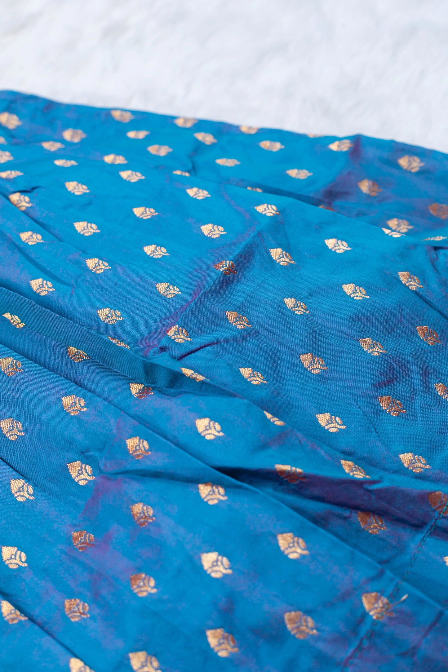 Orange and blue designer bow back langa blouse ethnic wear for baby girl