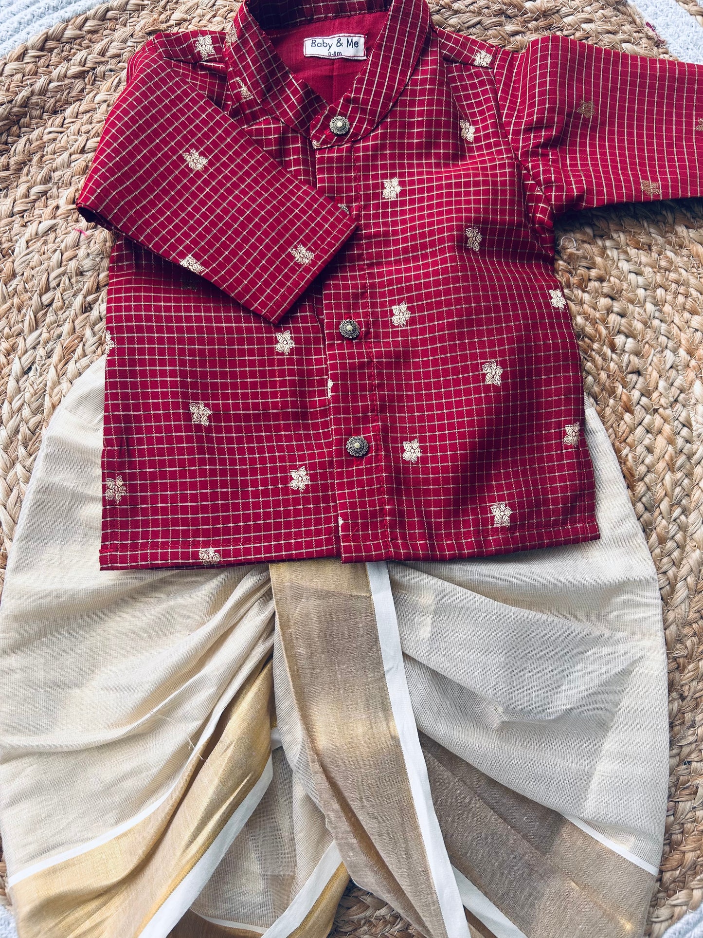 Reshme Chowka and gold Kurta Dhoti for baby boy - Festive Collection