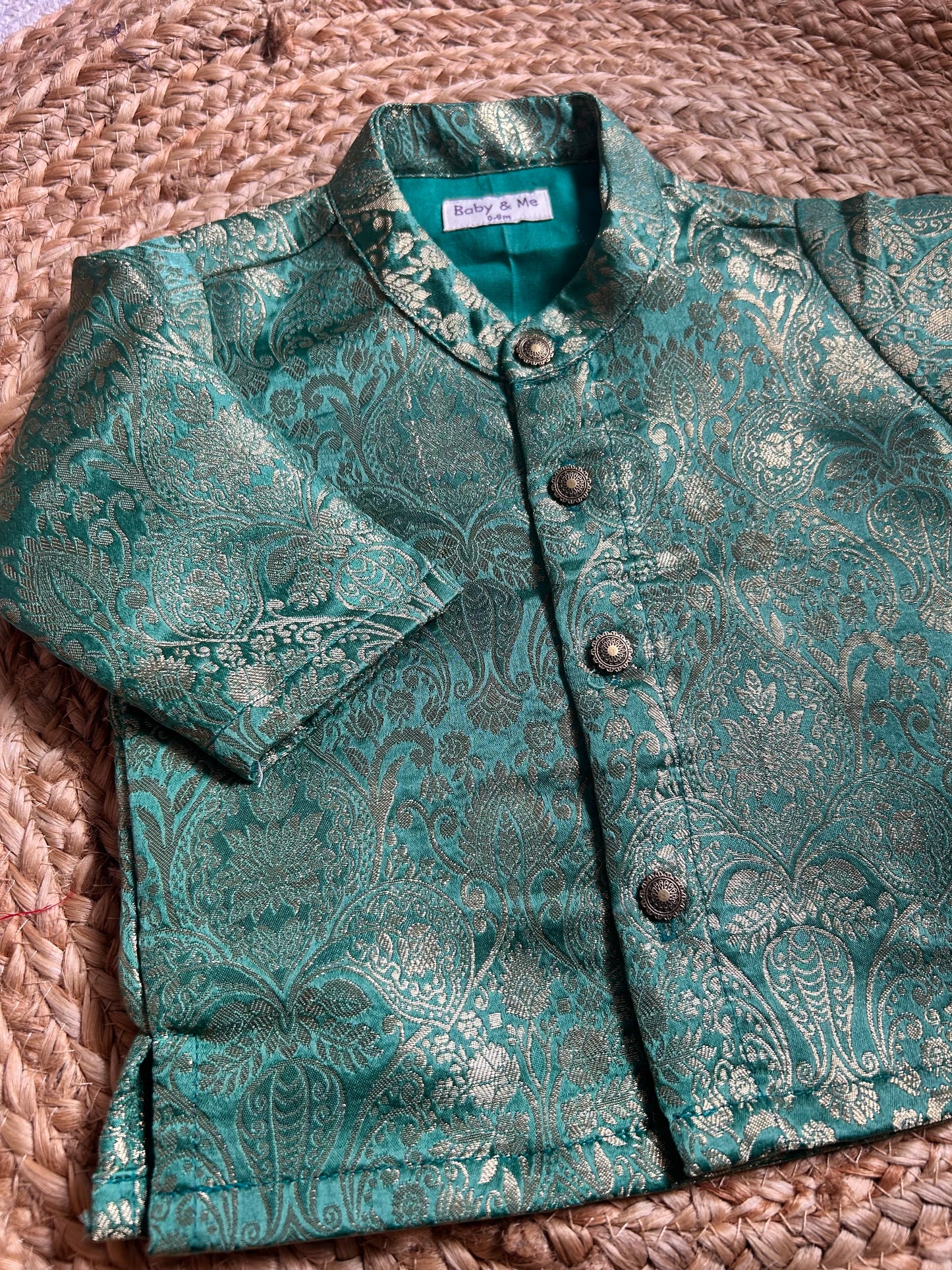 Pista green Banarasi Traditional Kurta for baby boy ethnic top wear