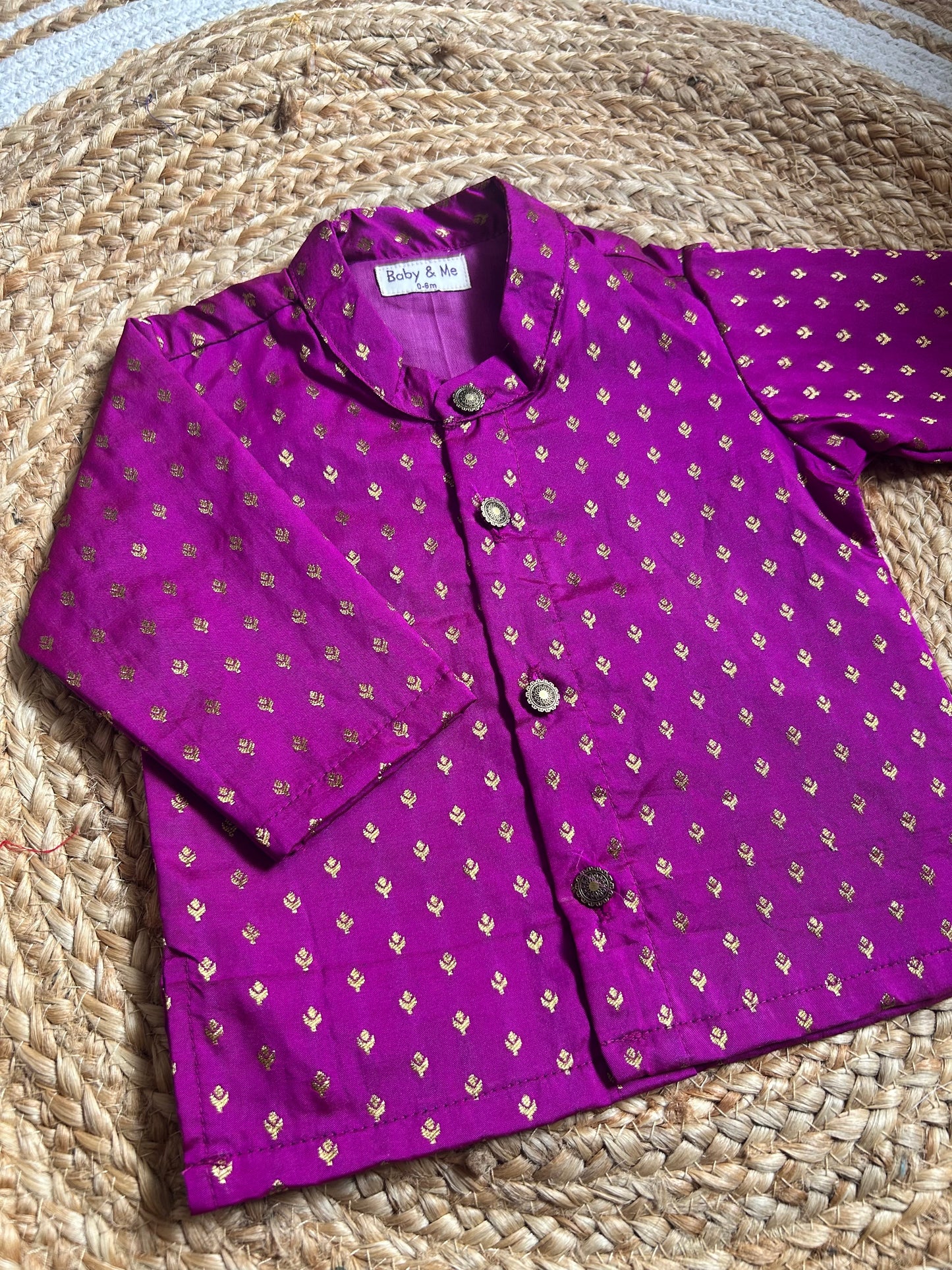 Dark Pink Traditional Kurta for baby boy ethnic top wear