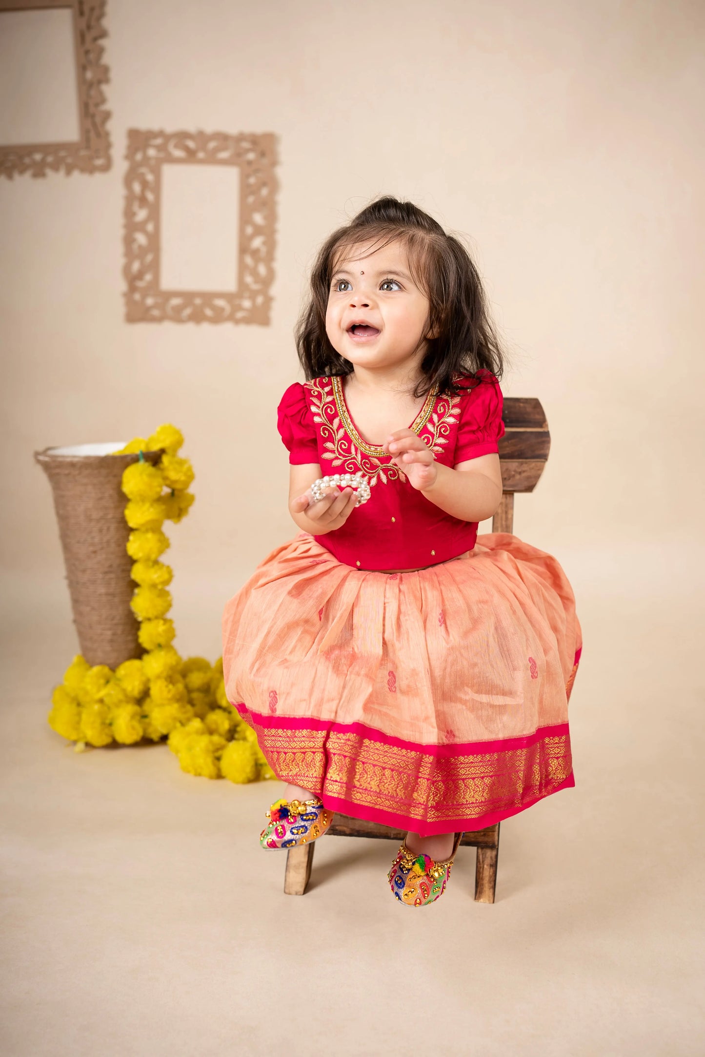 Pink and Blush Kids Langa Blouse – Ethnic Lehenga Dress for Baby Girl
