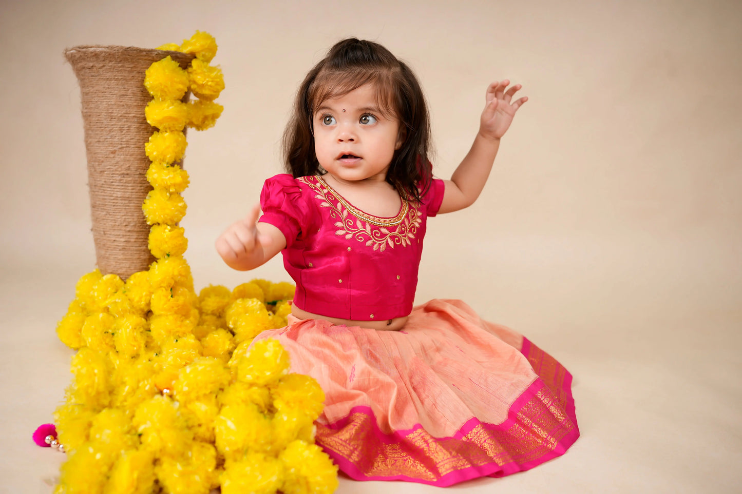 Pink and Blush Kids Langa Blouse – Ethnic Lehenga Dress for Baby Girl