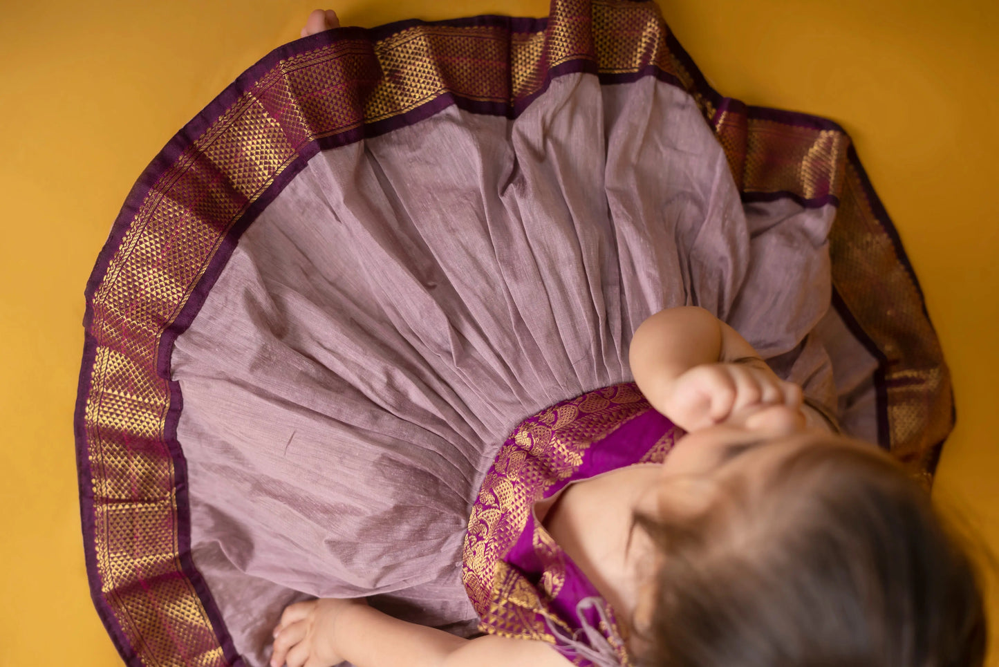 Wine and Lavender Tie-Up Ethnic Wear for Girls – Soft Kalyani Cotton Dress with Zari Border