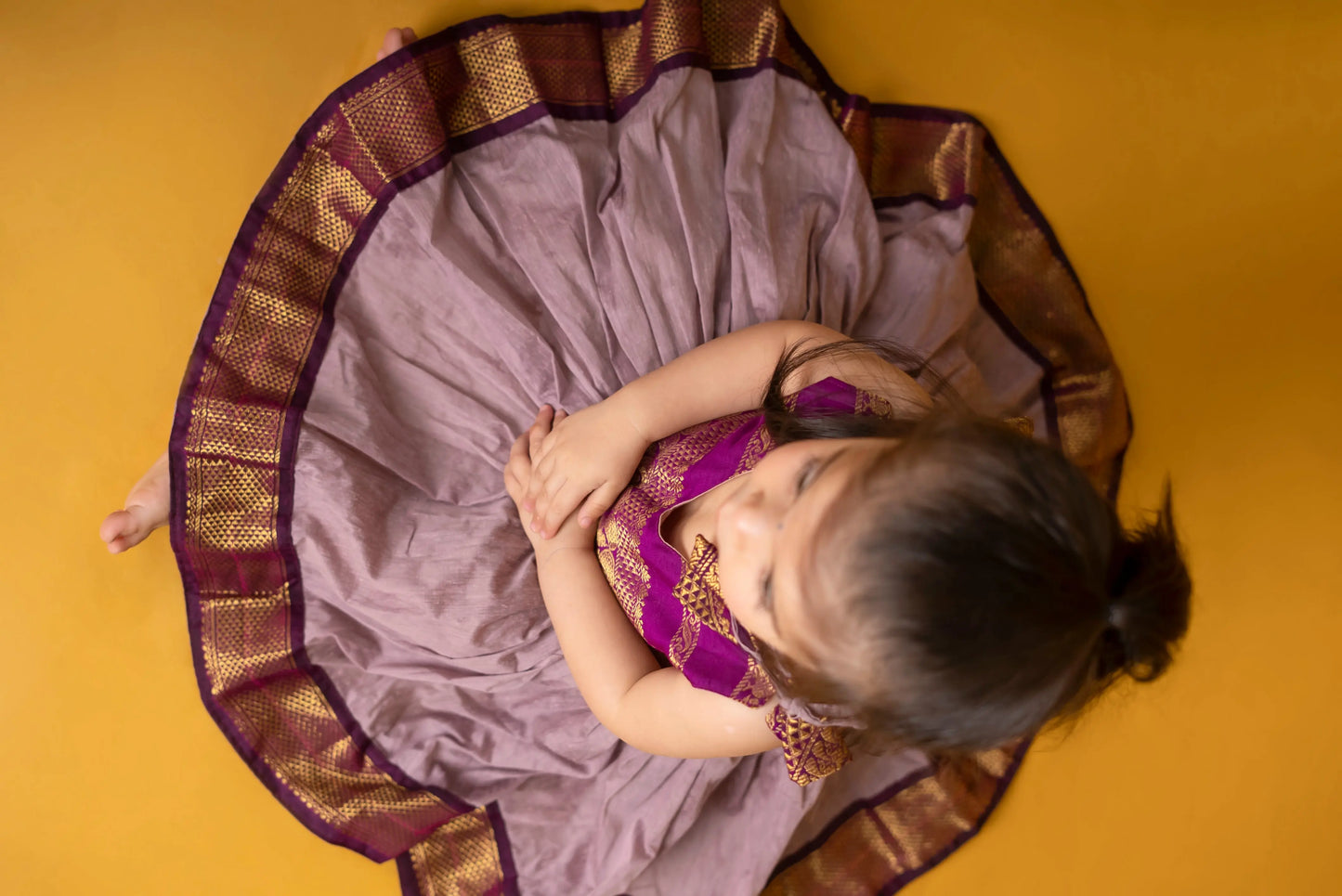 Wine and Lavender Tie-Up Ethnic Wear for Girls – Soft Kalyani Cotton Dress with Zari Border