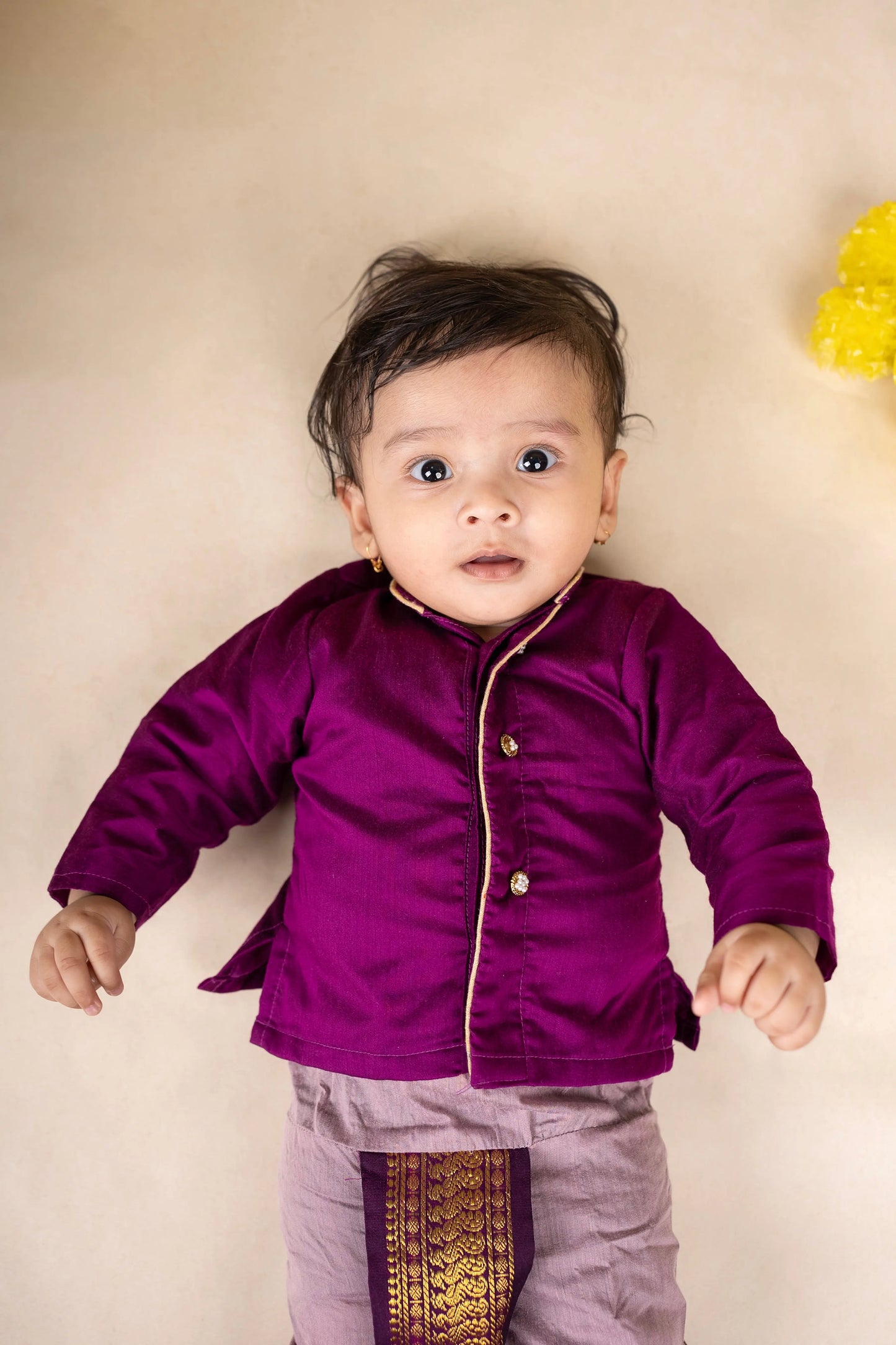 Lavender and Wine Dhoti Kurta for Boys – Traditional Ethnic Wear for Baby Boy