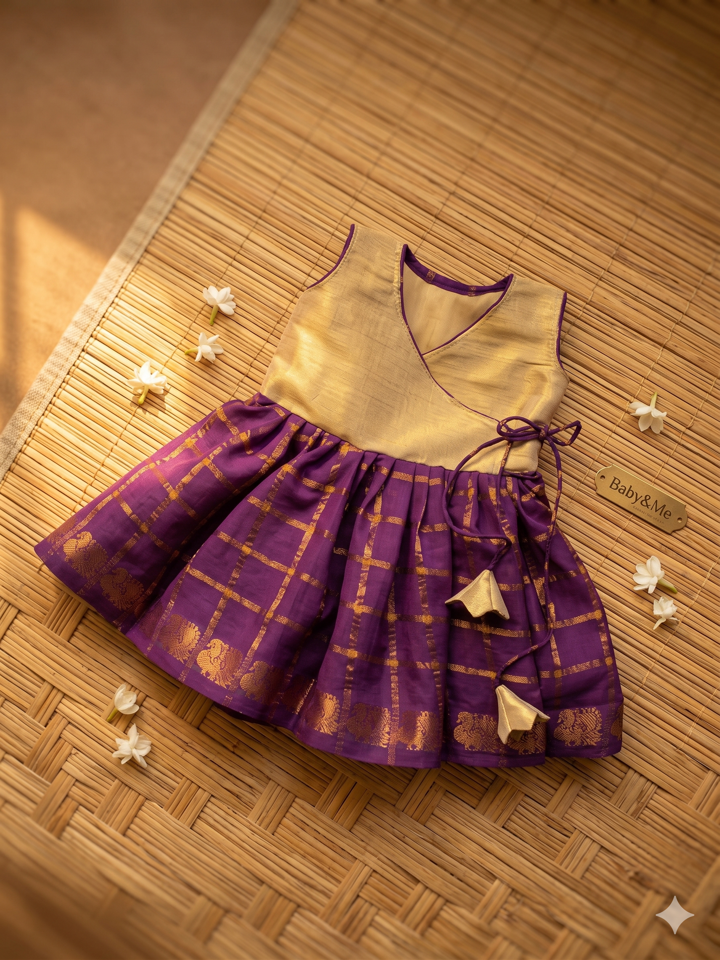 Purple checked frock South Indian ethnic wear for baby girl