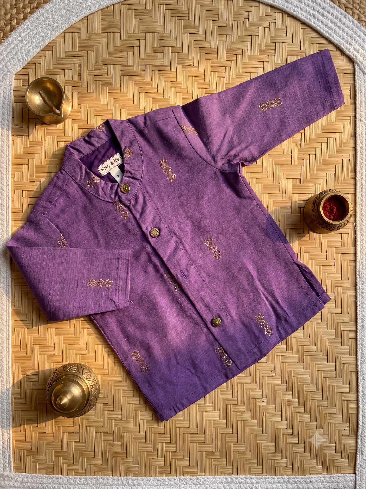 Purple raw silk Traditional Kurta for baby boy ethnic top wear