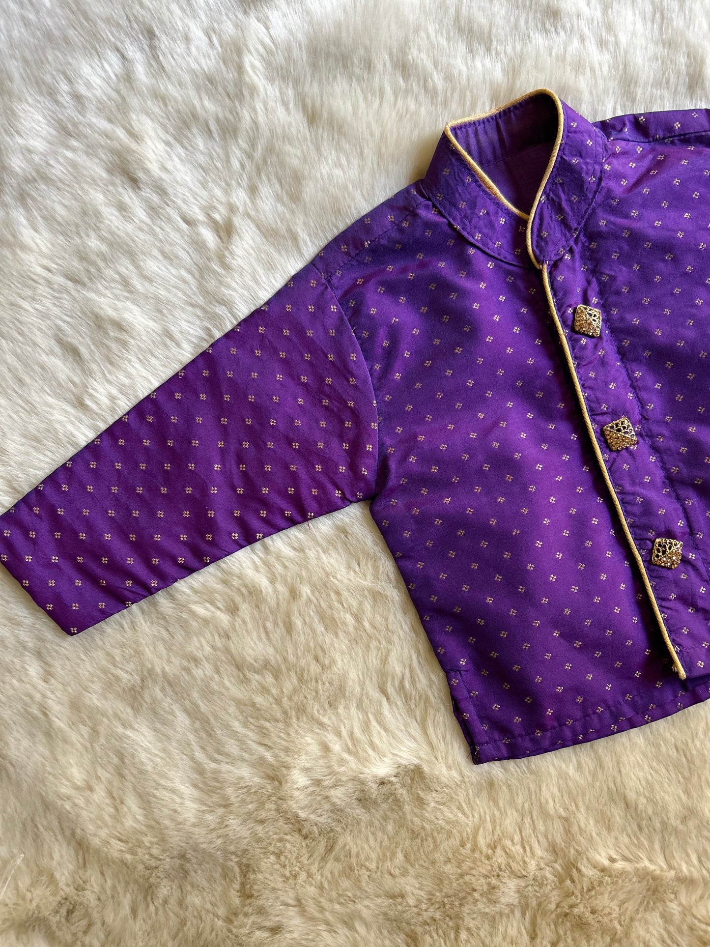 Purple with salmon pink shade kurta dhoti ethnic wear for baby boy