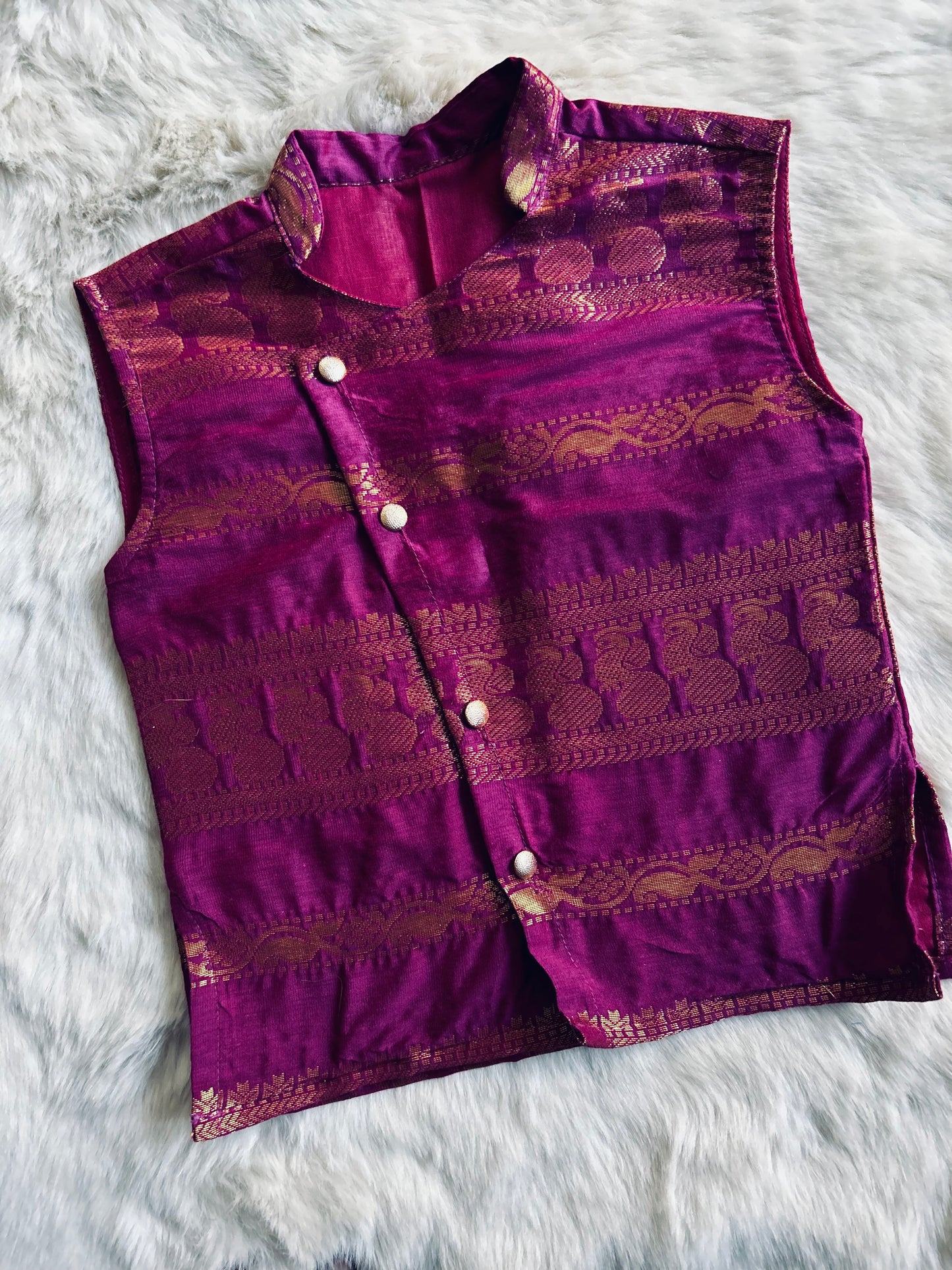 Sleeveless Zari Pink Kurta with Silk Dhoti ethnic wear for baby boy