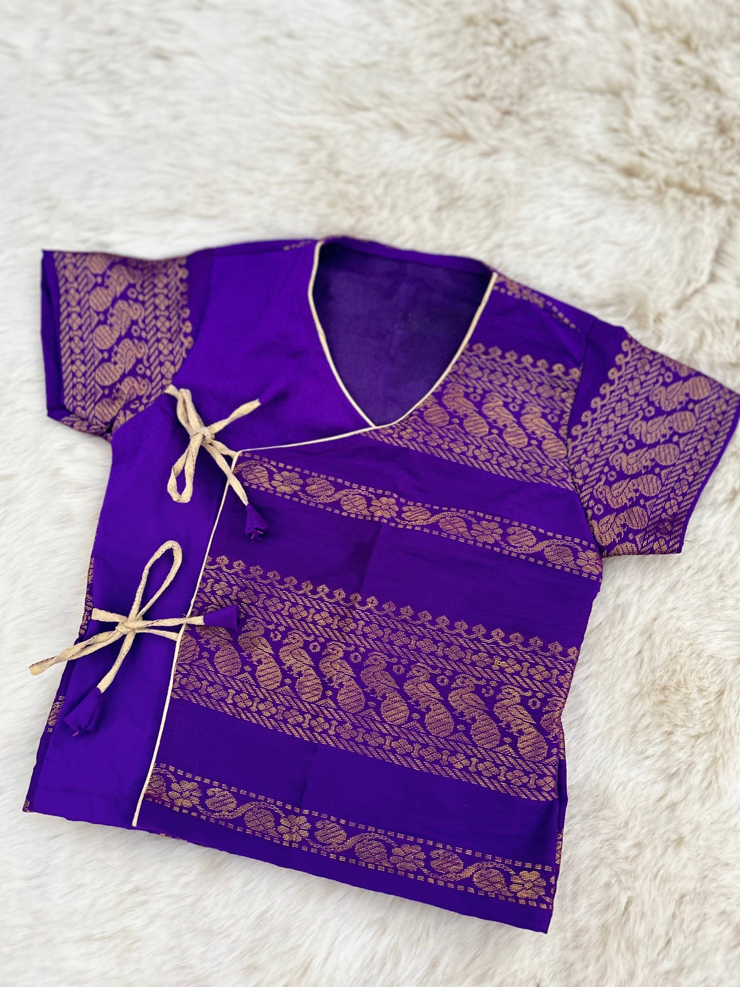 Purple and mustard yellow - Angrakha kurta dhoti ethnic wear for baby boy