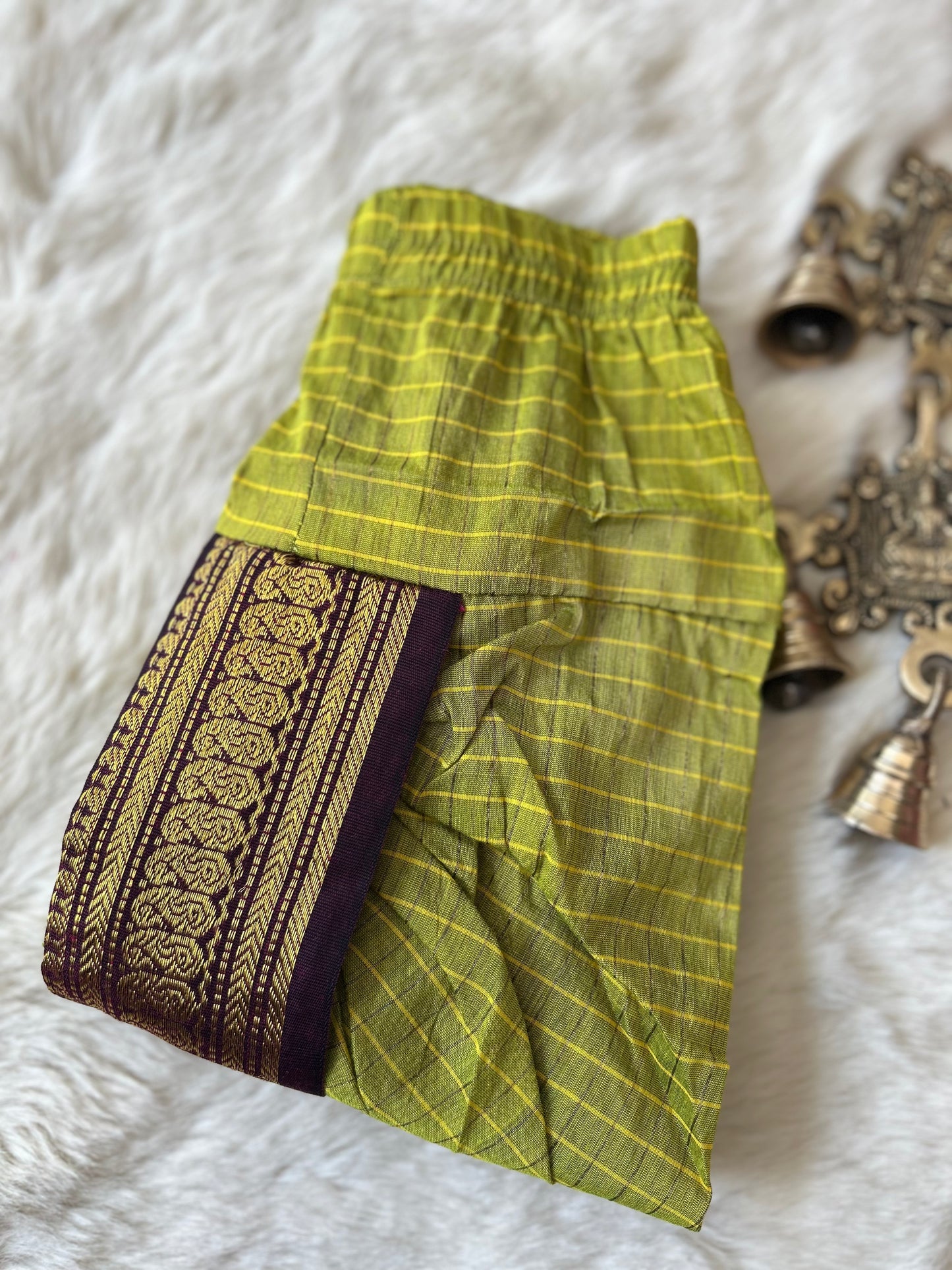 Green with wine chequered dhoti baby boy ethnic bottom wear