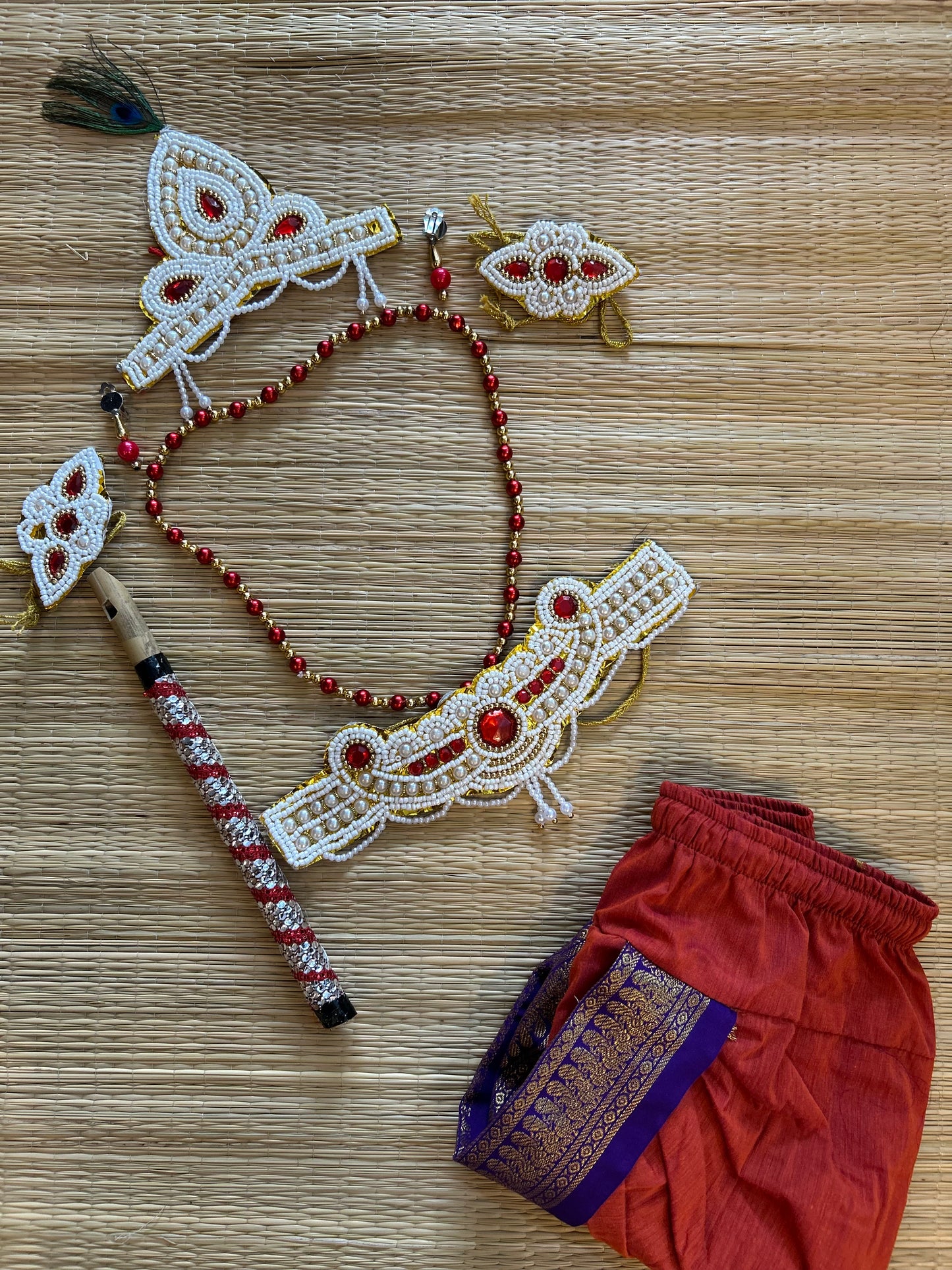 Krishna Dress Set for Baby Boy | Janmashtami dress | Krishna dress for newborn | Orange with purple