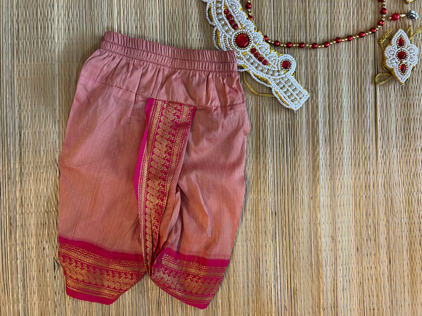Krishna Dress Set for Baby Boy | Janmashtami dress | Krishna dress for newborn | Blush pink dhoti