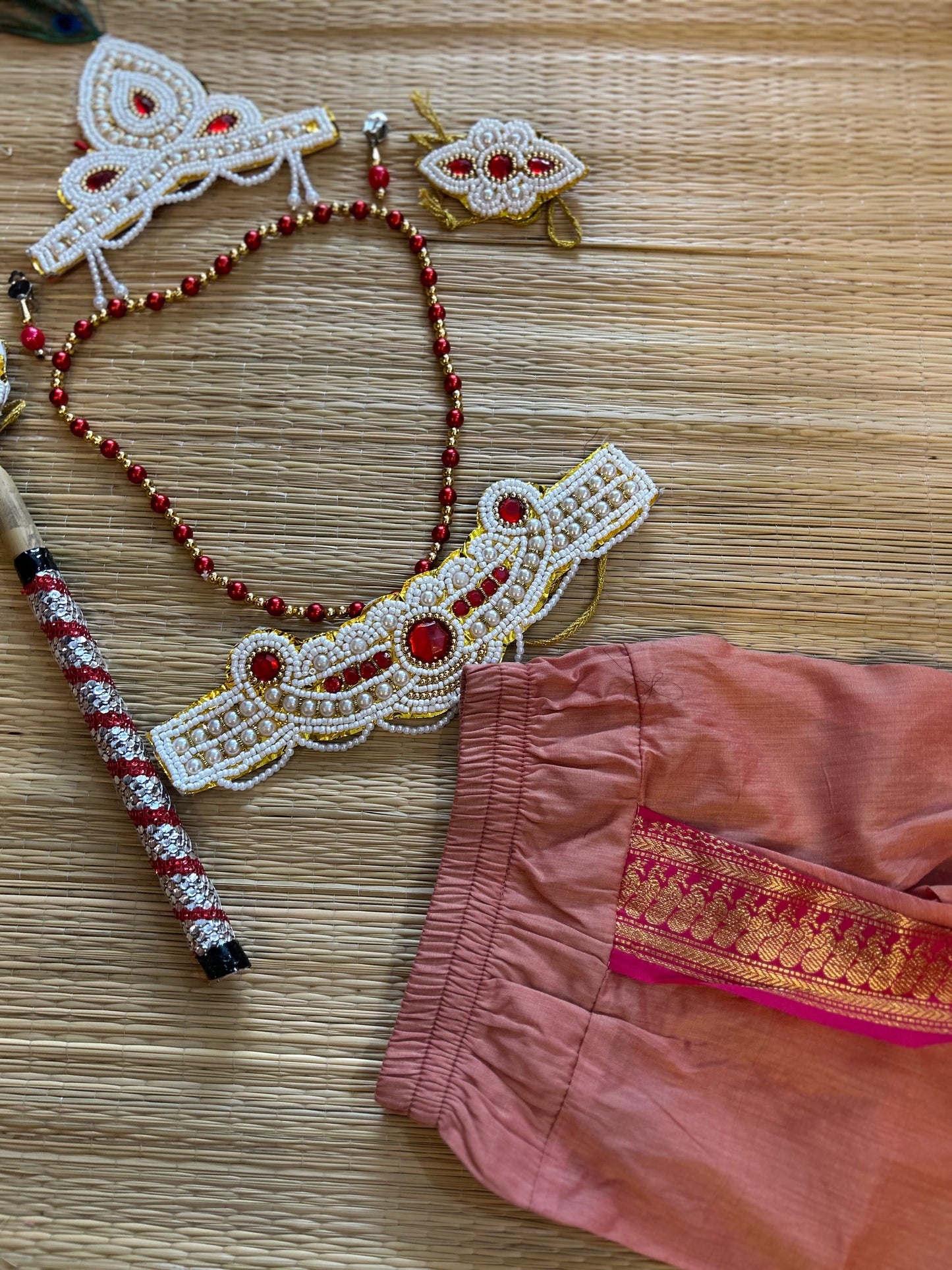Krishna Dress Set for Baby Boy | Janmashtami dress | Krishna dress for newborn | Blush pink dhoti