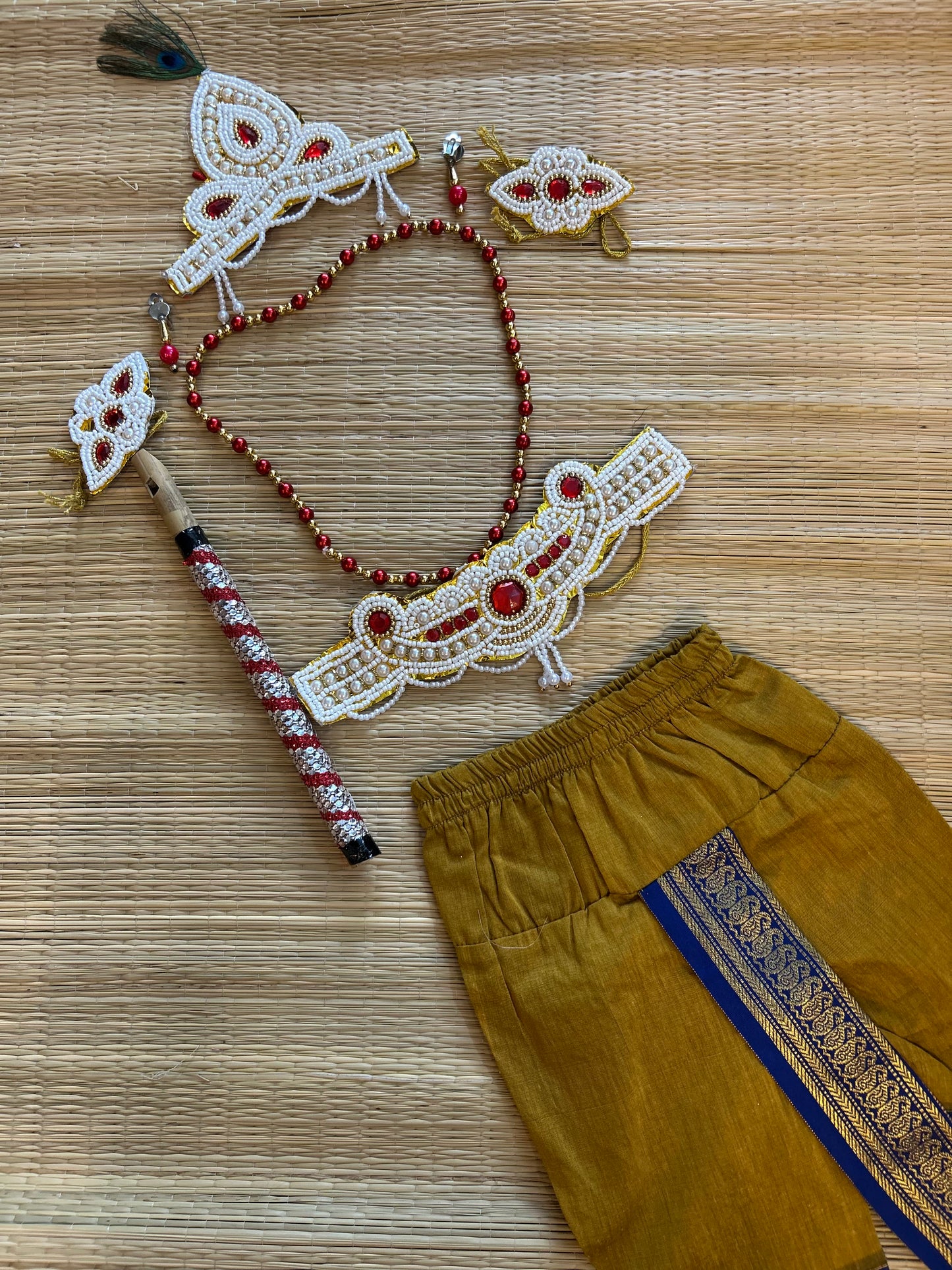 Krishna Dress Set for Baby Boy | Janmashtami dress | Krishna dress for newborn | mustard with blue dhoti