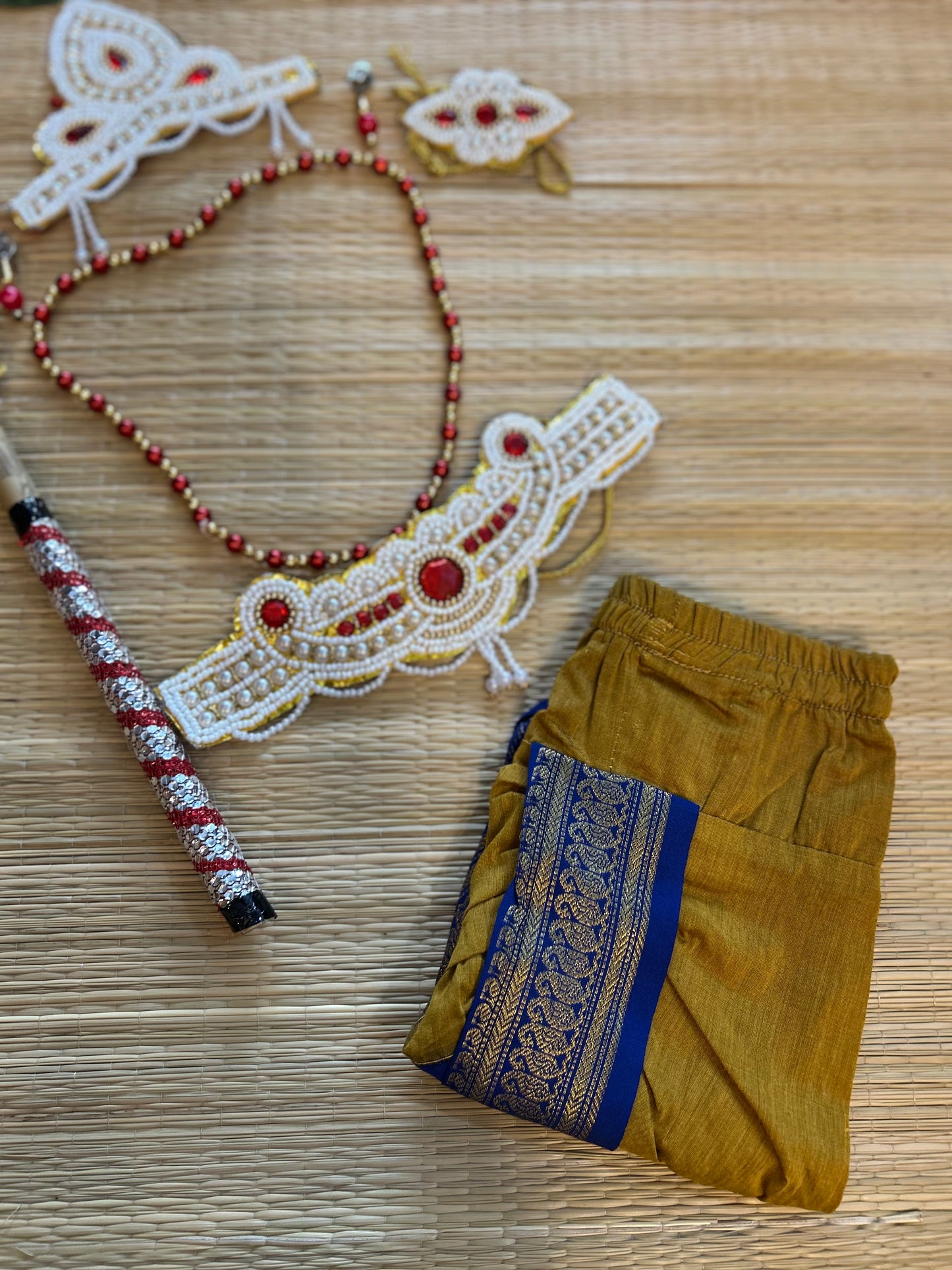 Krishna Dress Set for Baby Boy | Janmashtami dress | Krishna dress for newborn | mustard with blue dhoti