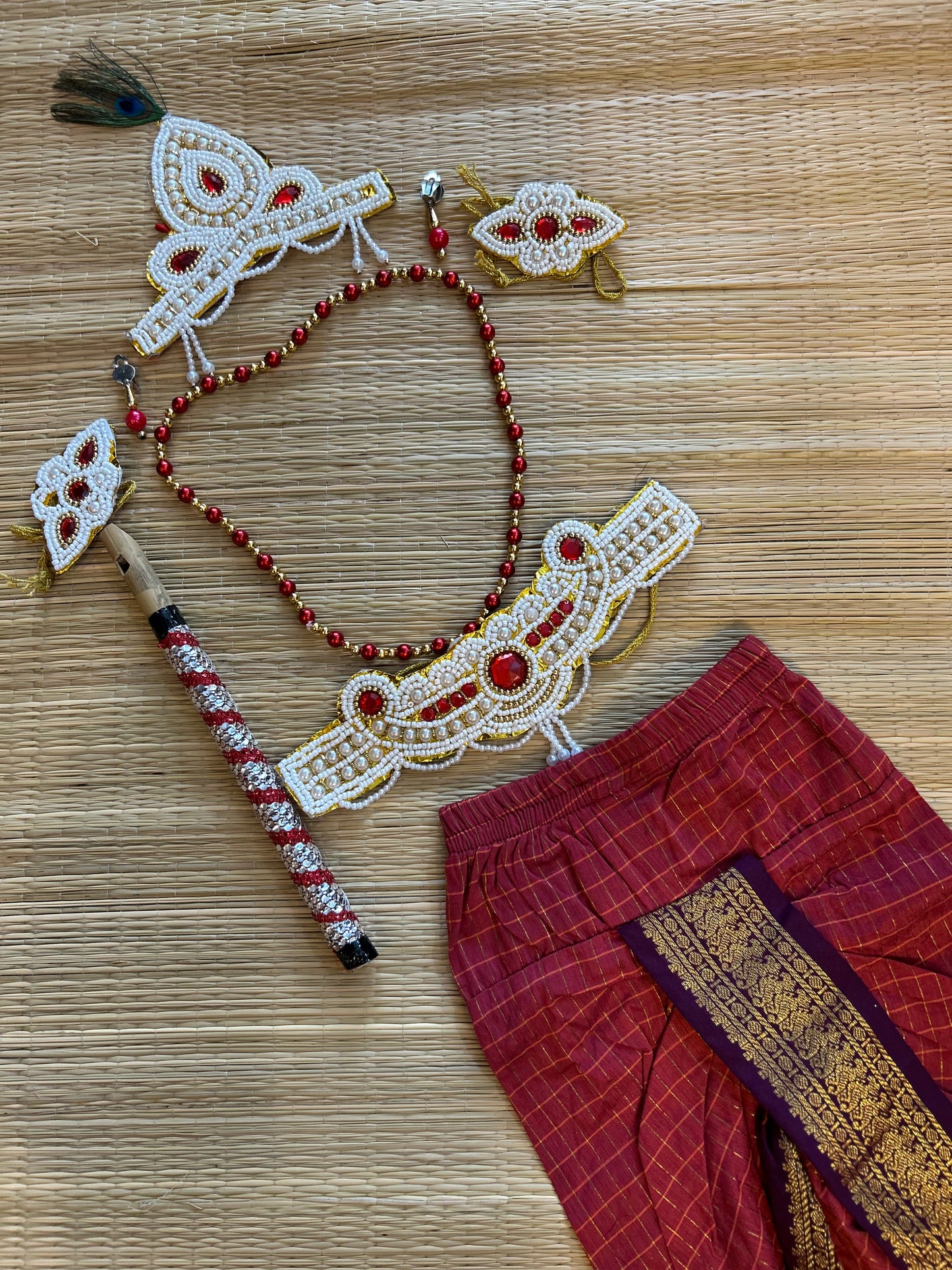 Krishna Dress Set for Baby Boy | Janmashtami dress | Krishna dress for newborn | Rustic orange with wine dhoti