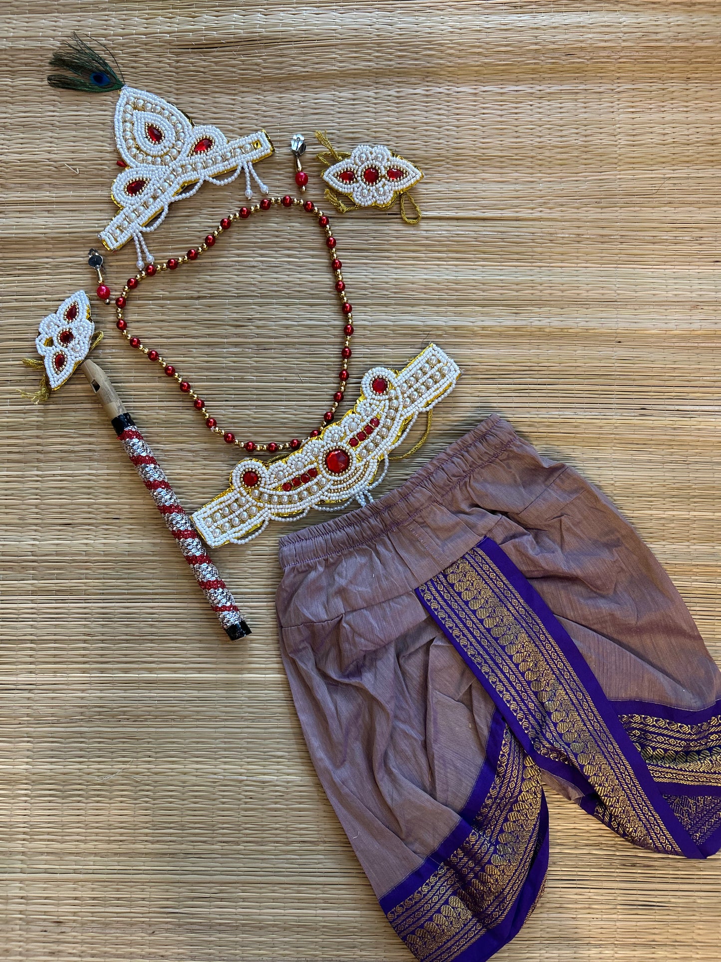 Krishna Dress Set for Baby Boy | Janmashtami dress | Krishna dress for newborn | Grey with purple dhoti