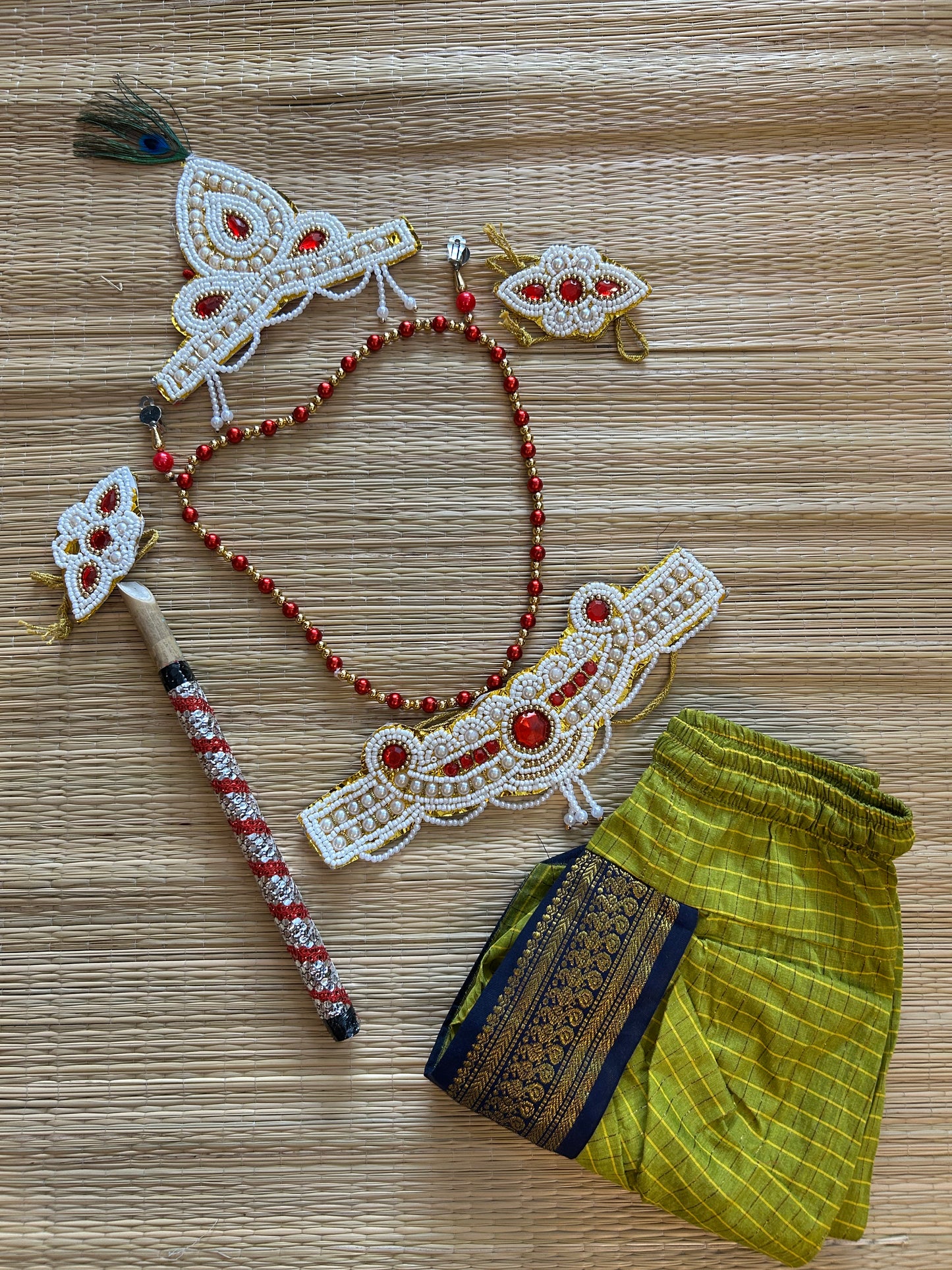 Krishna Dress Set for Baby Boy | Janmashtami dress | Krishna dress for newborn | Green with navy blue dhoti