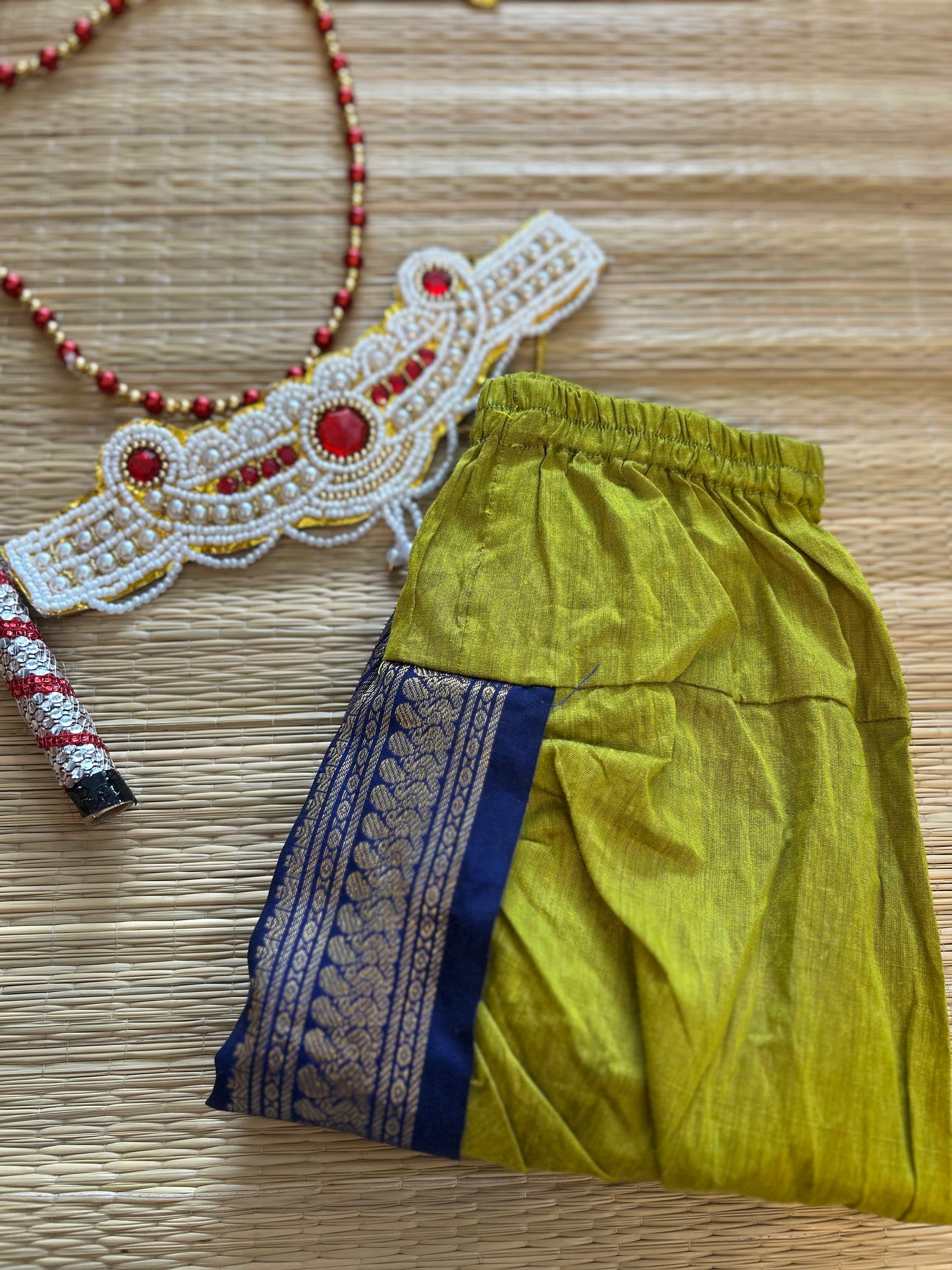 Krishna Dress Set for Baby Boy | Janmashtami dress | Krishna dress for newborn | Green with navy blue dhoti