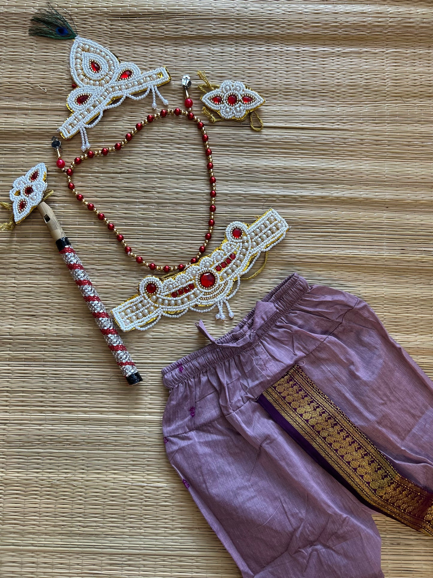 Krishna Dress Set for Baby Boy | Janmashtami dress | Krishna dress for newborn | Lavendar with wine dhoti
