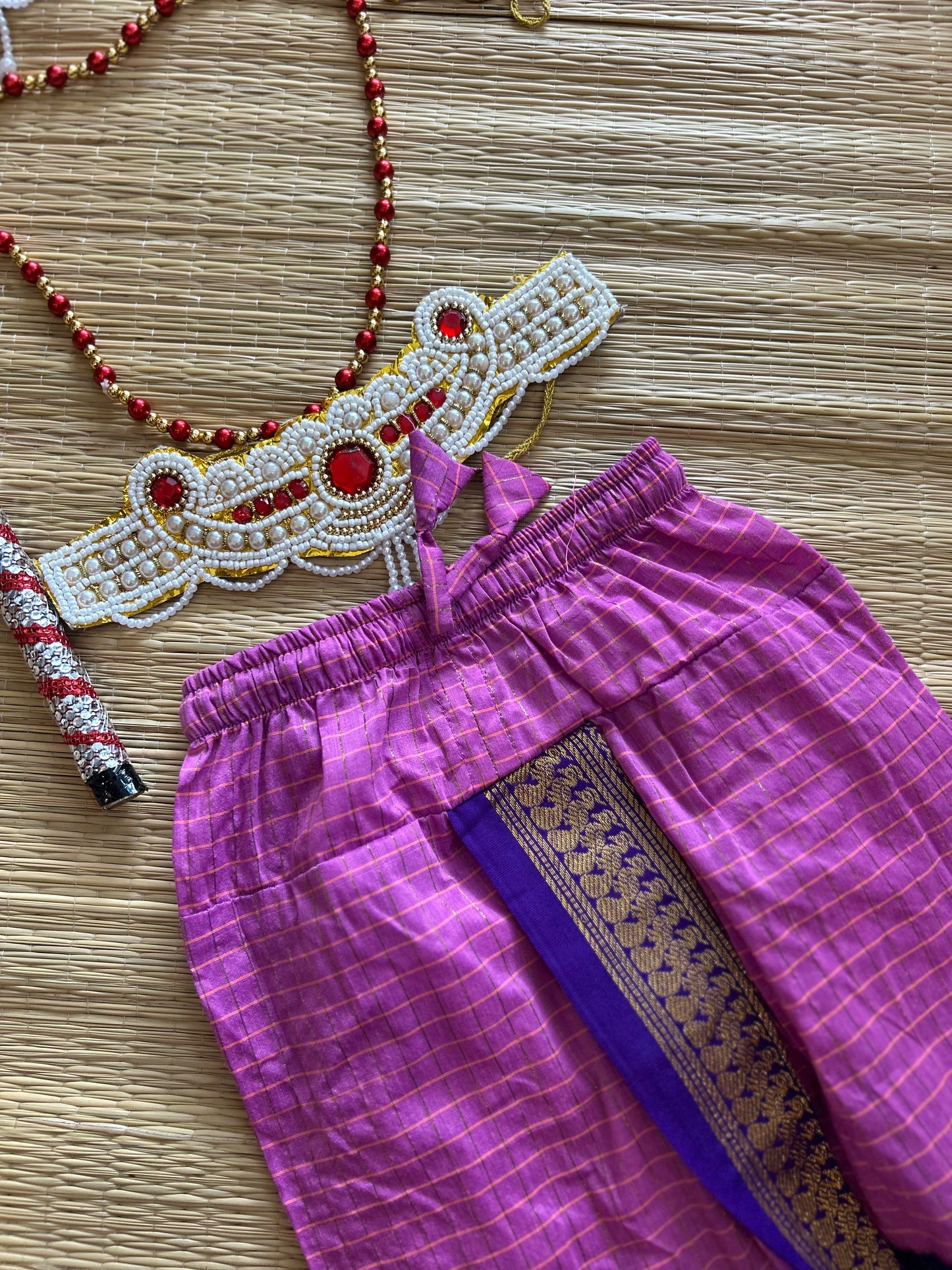 Krishna Dress Set for Baby Boy | Janmashtami dress | Krishna dress for newborn | Pink with purple dhoti