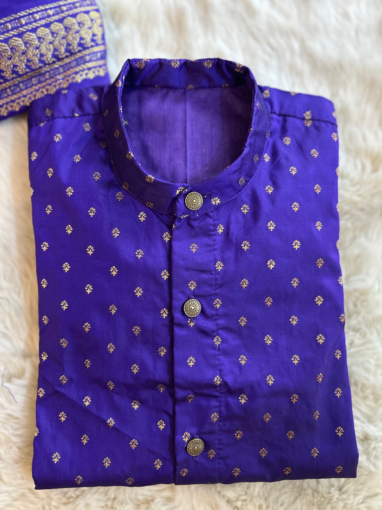 Violet semi silk kurta baby boy ethnic Kurta with green dhoti set