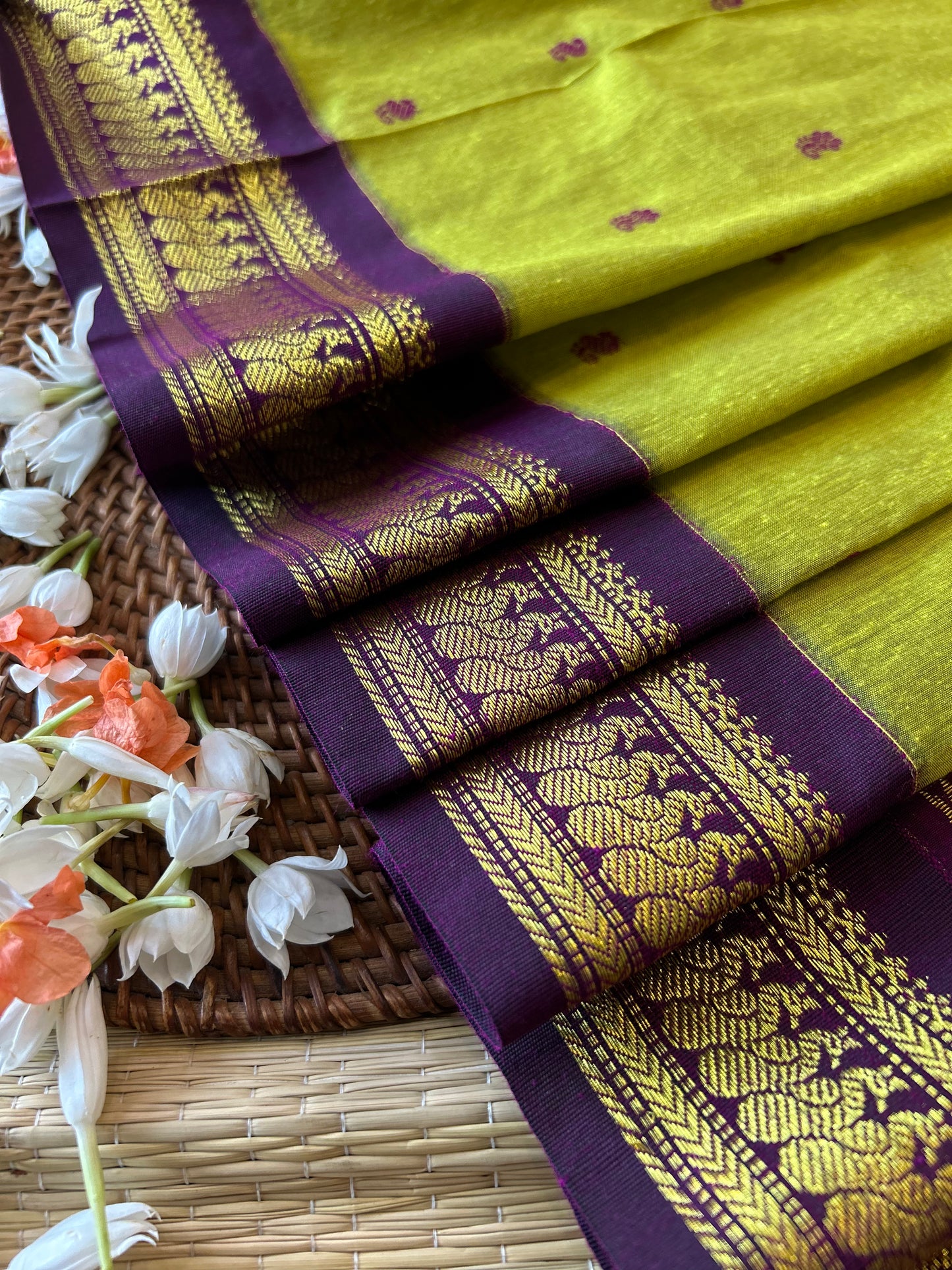 Green and wine - Premium Cotton Silk Saree with Contrast Blouse