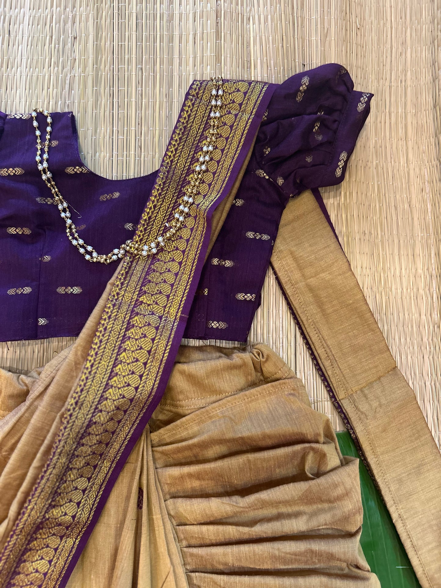 Golden hue and wine - Ready to wear saree for kids Ethnic wear for baby girl