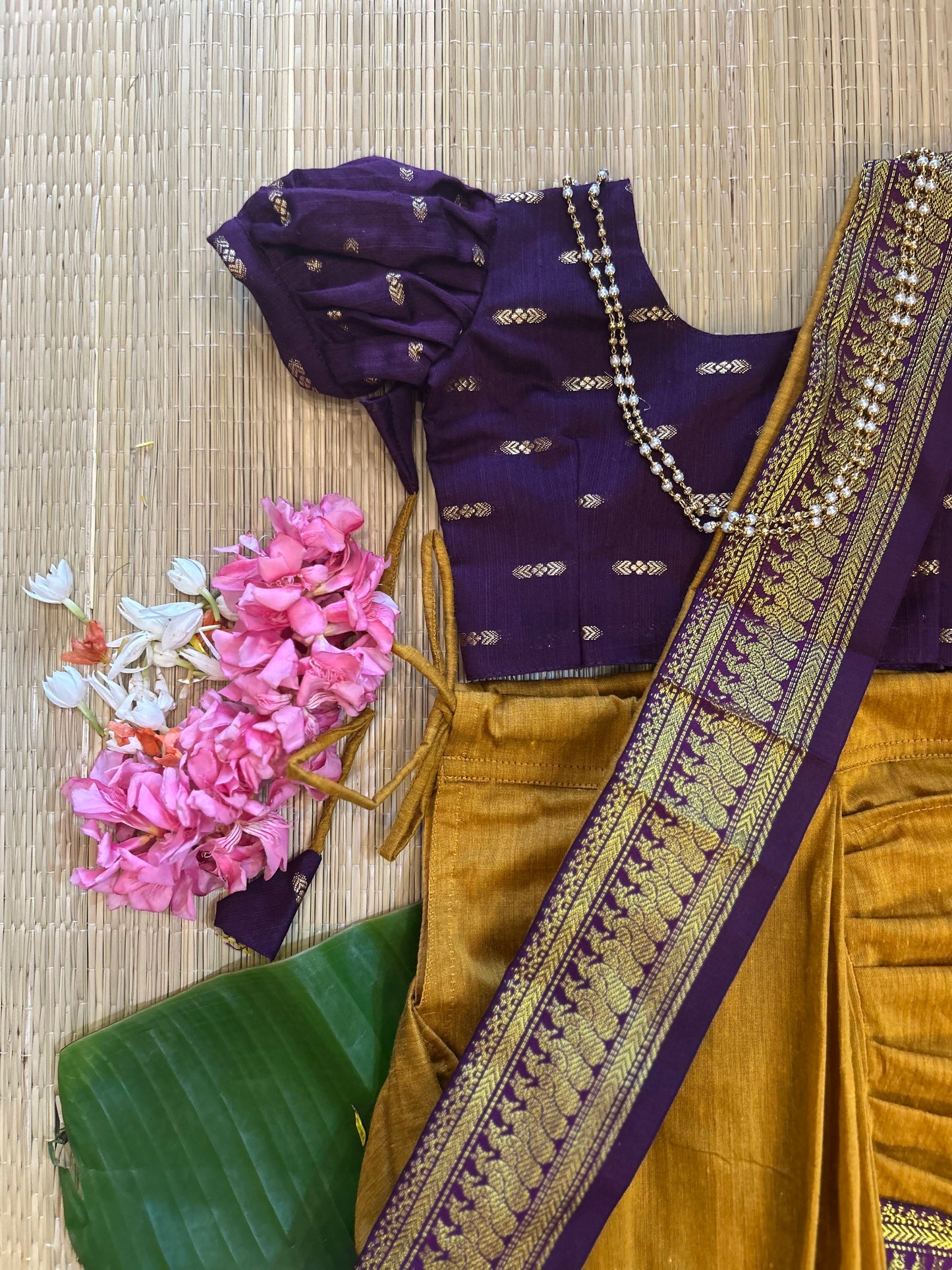 Mustard yellow and wine - Ready to wear saree for kids Ethnic wear for baby girl