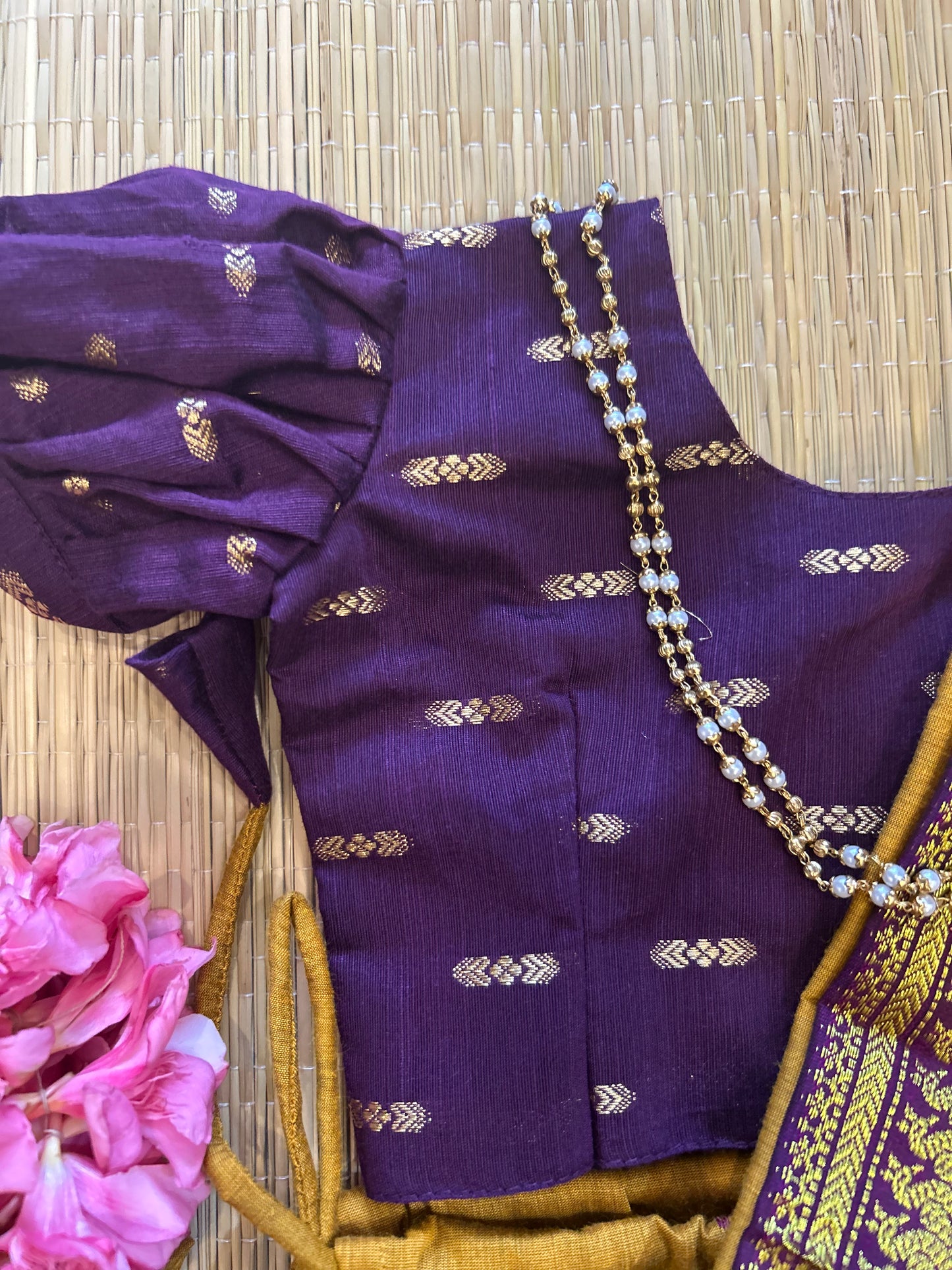 Mustard yellow and wine - Ready to wear saree for kids Ethnic wear for baby girl
