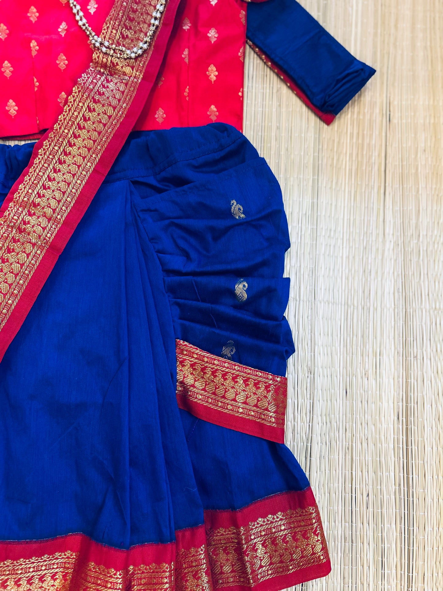 Royal blue and red - Ready to wear saree for kids Ethnic wear for baby girl