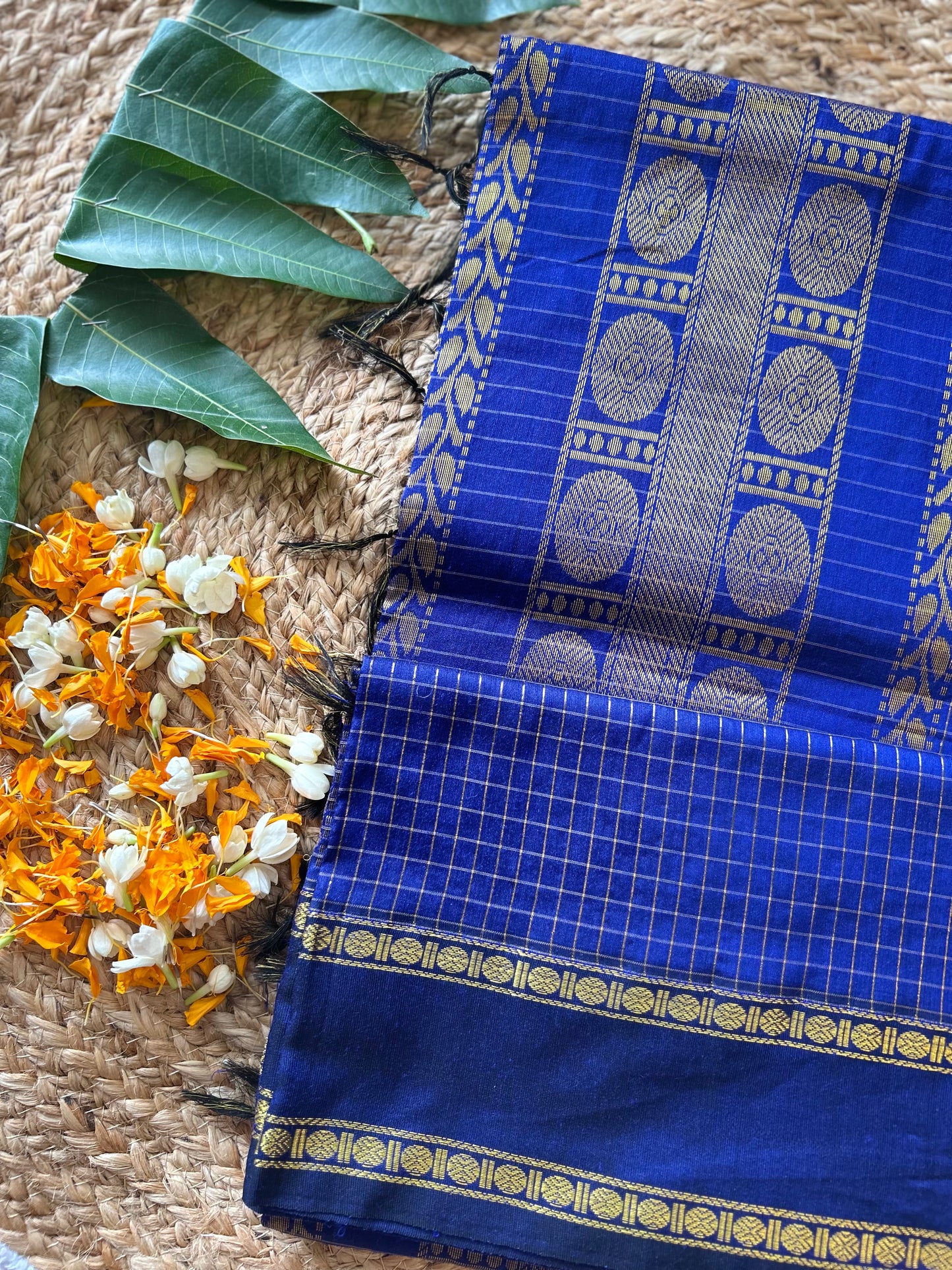 Royal Blue Muttukattam Cotton silk saree
