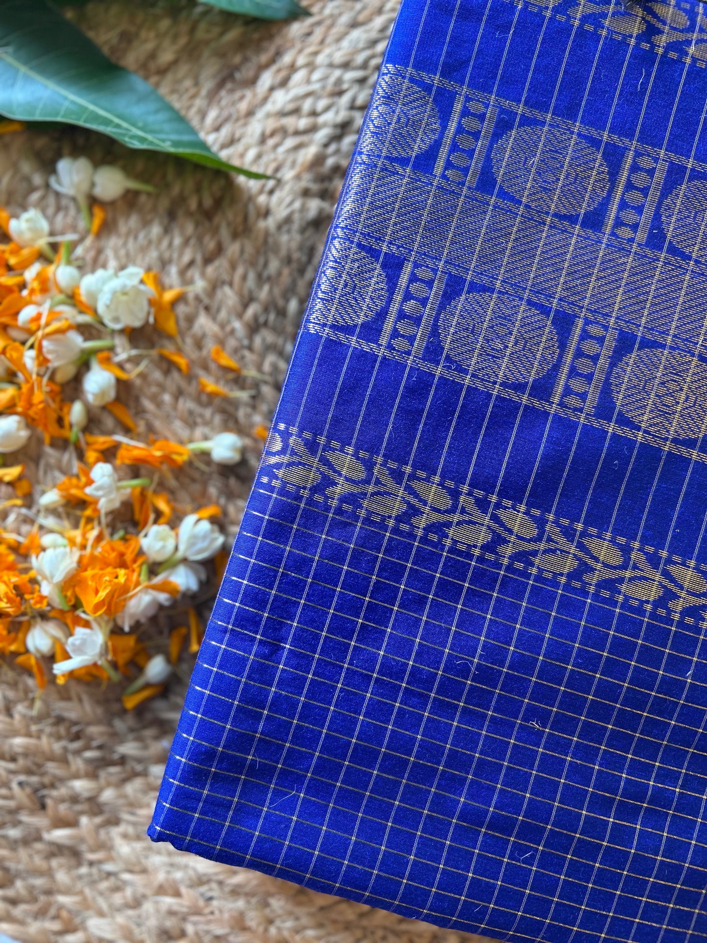 Royal Blue Muttukattam Cotton silk saree