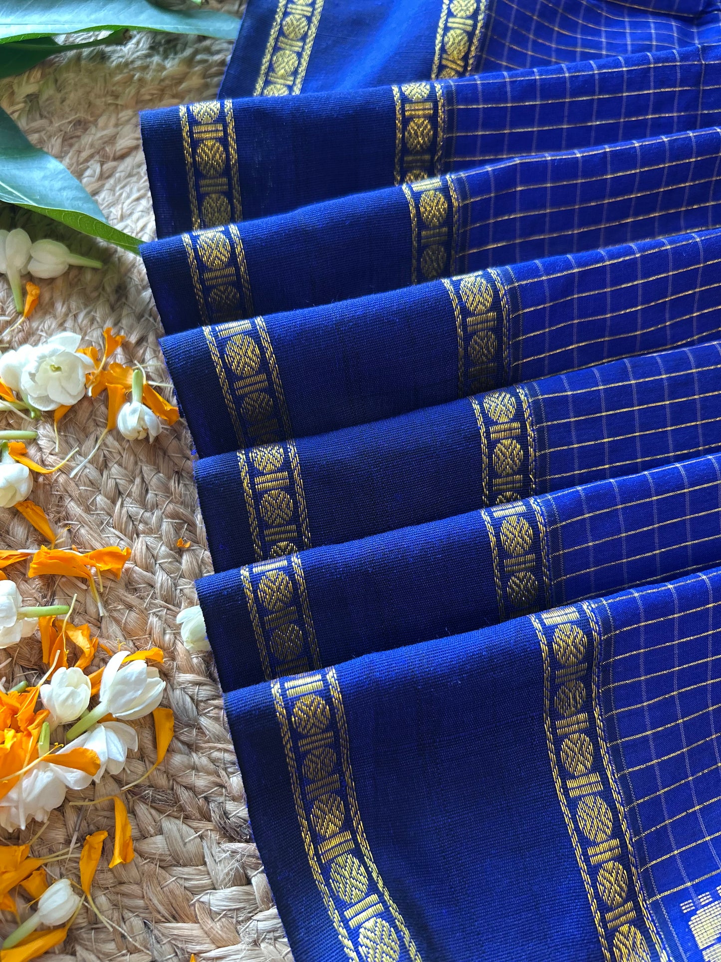 Royal Blue Muttukattam Cotton silk saree