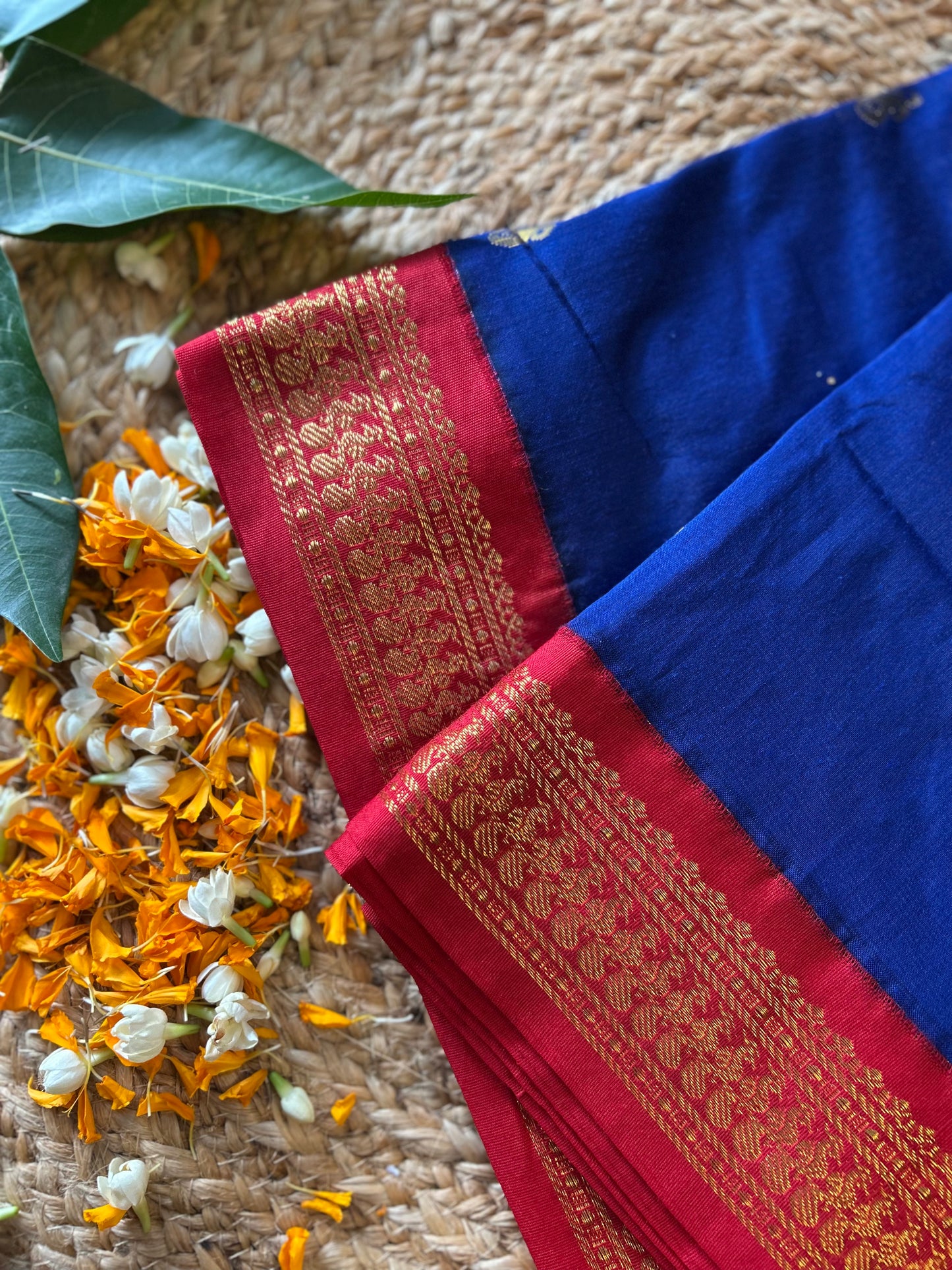 Royal Blue and maroon - Premium Cotton Silk Saree with Contrast Blouse