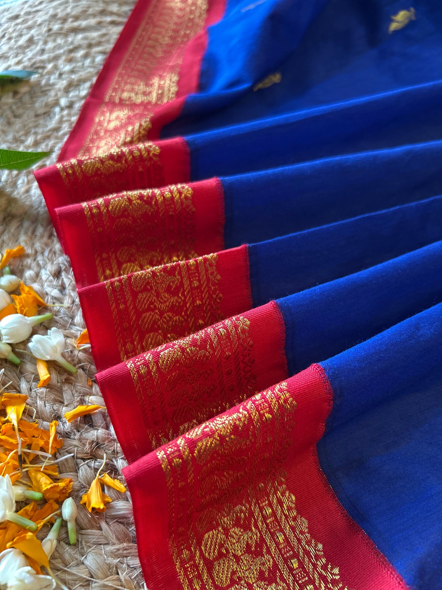 Royal Blue and maroon - Premium Cotton Silk Saree with Contrast Blouse