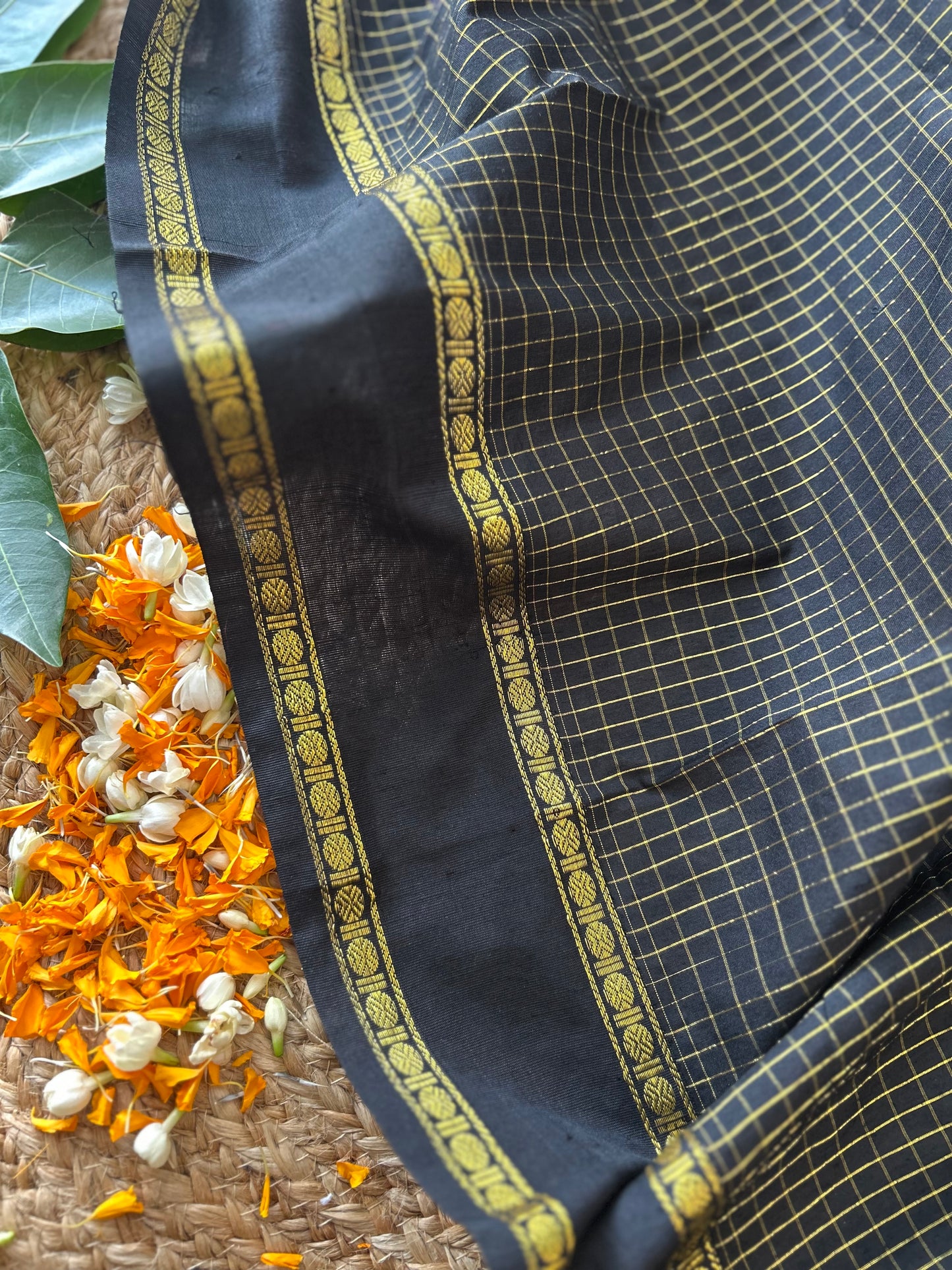 black Muttukattam Cotton silk saree
