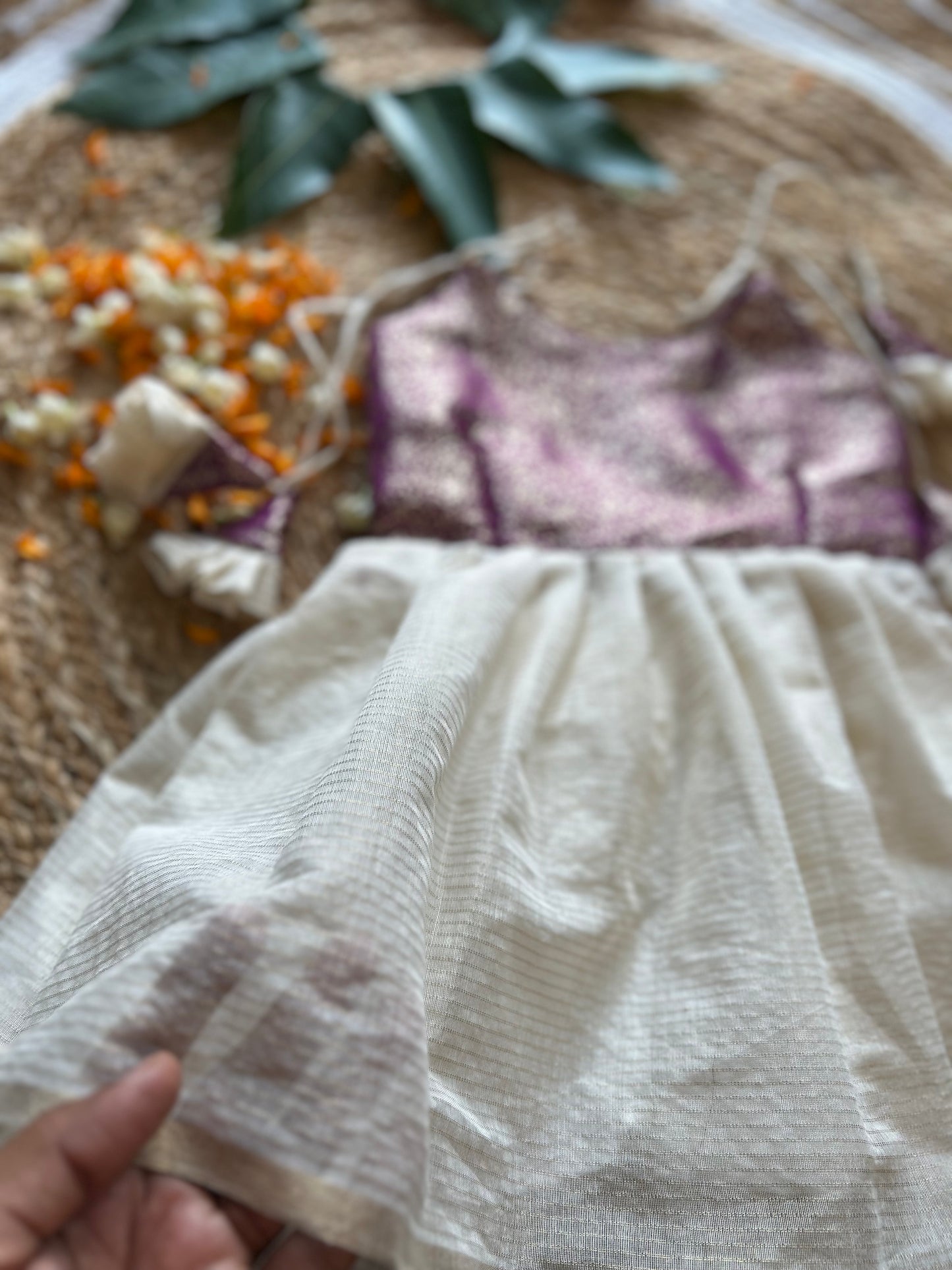 Kerala Special - Wine with milk white frock for festivals with head bow, shoes and undie