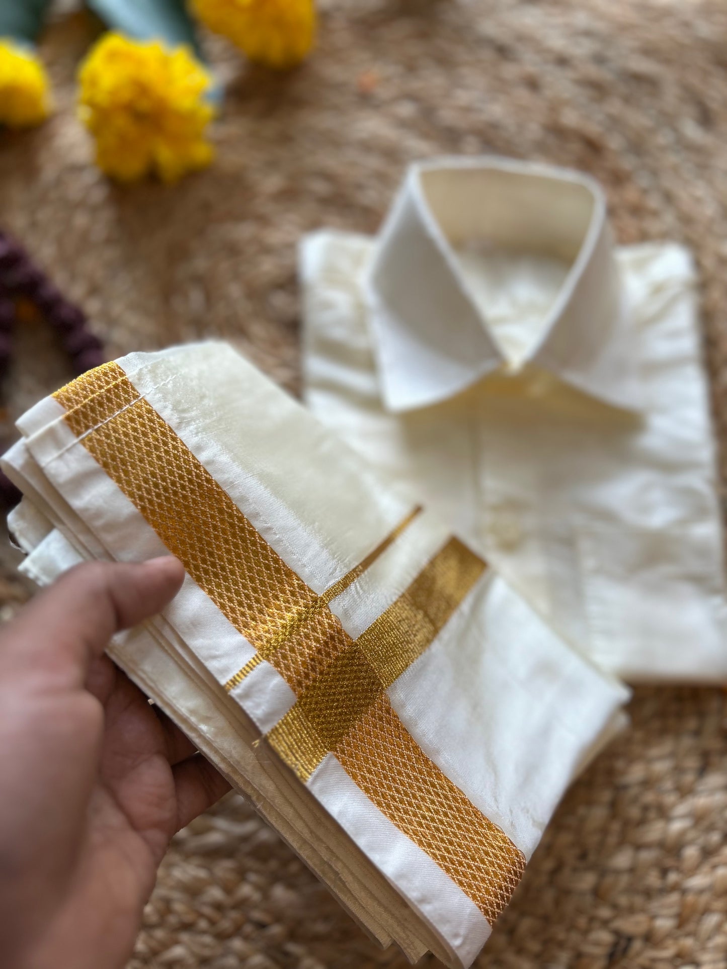 White - Shirt Vesti Semi-Silk for Father and Baby Boy ( Dad and son combo )