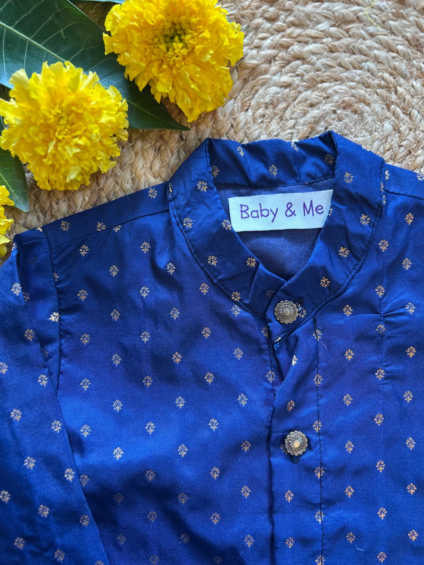 Green & Navy Blue Dhoti Kurta for Baby Boys