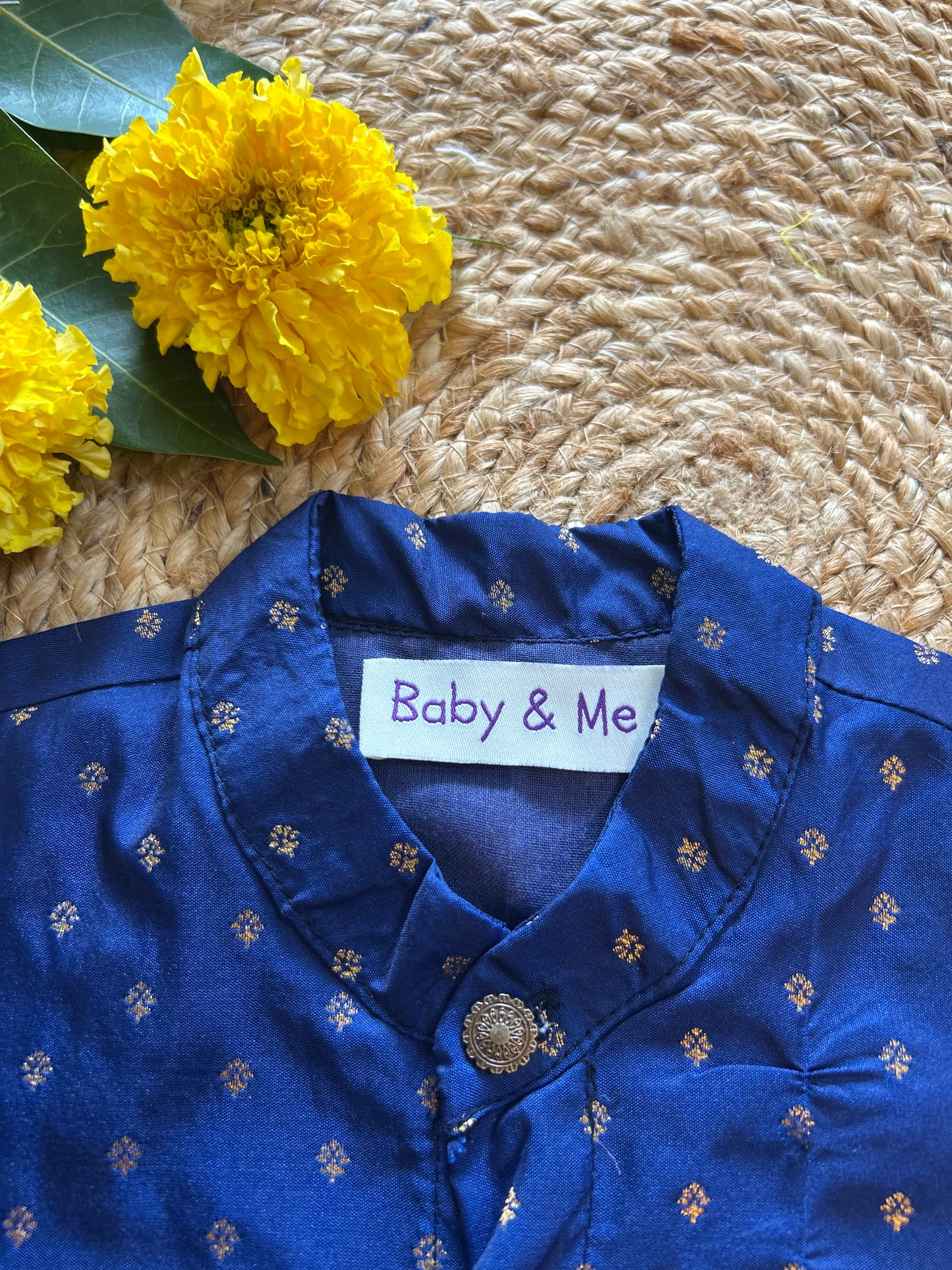 Green & Navy Blue Dhoti Kurta for Baby Boys
