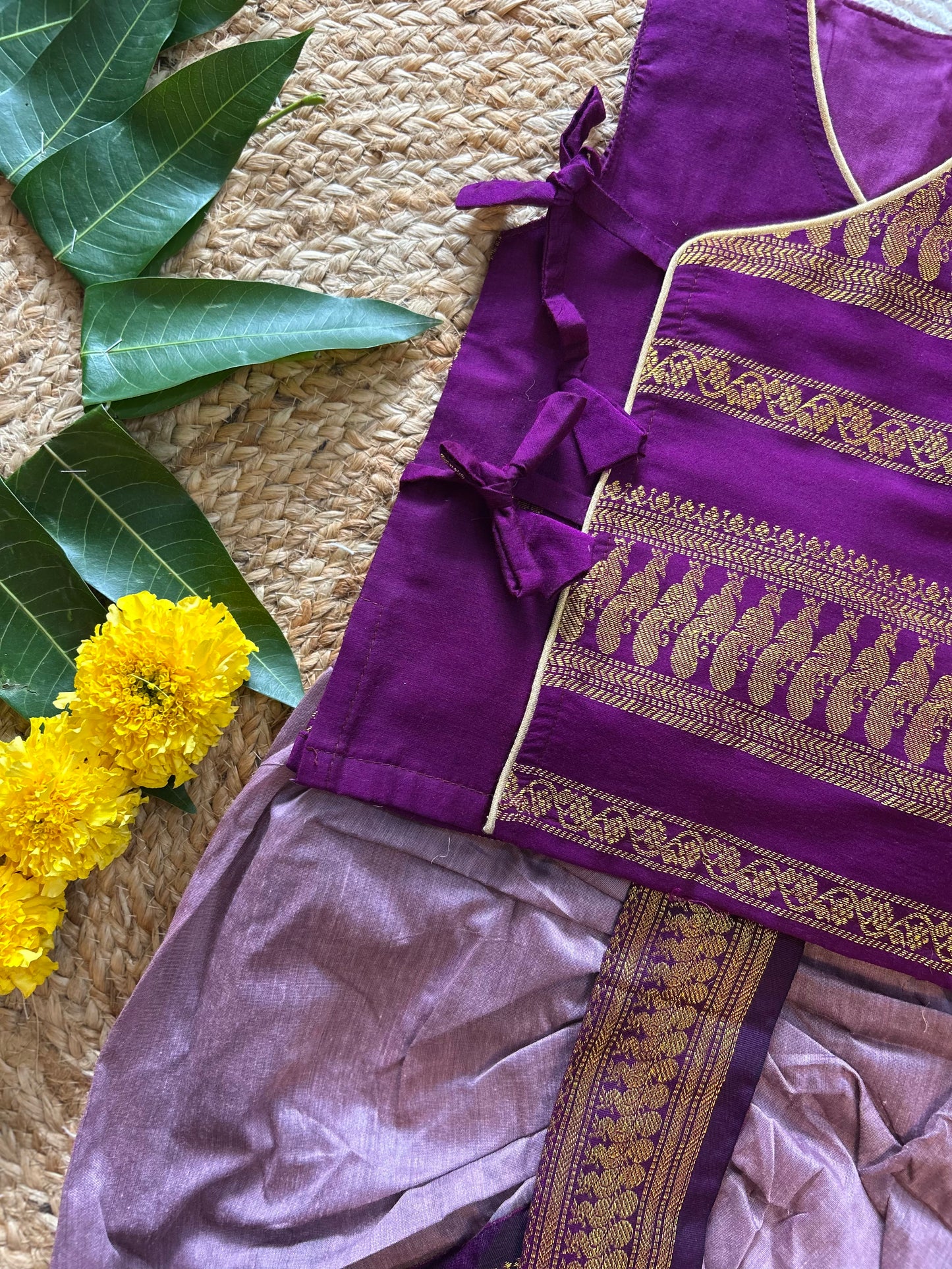 Wine with lavender - Angrakha kurta dhoti ethnic wear for baby boy