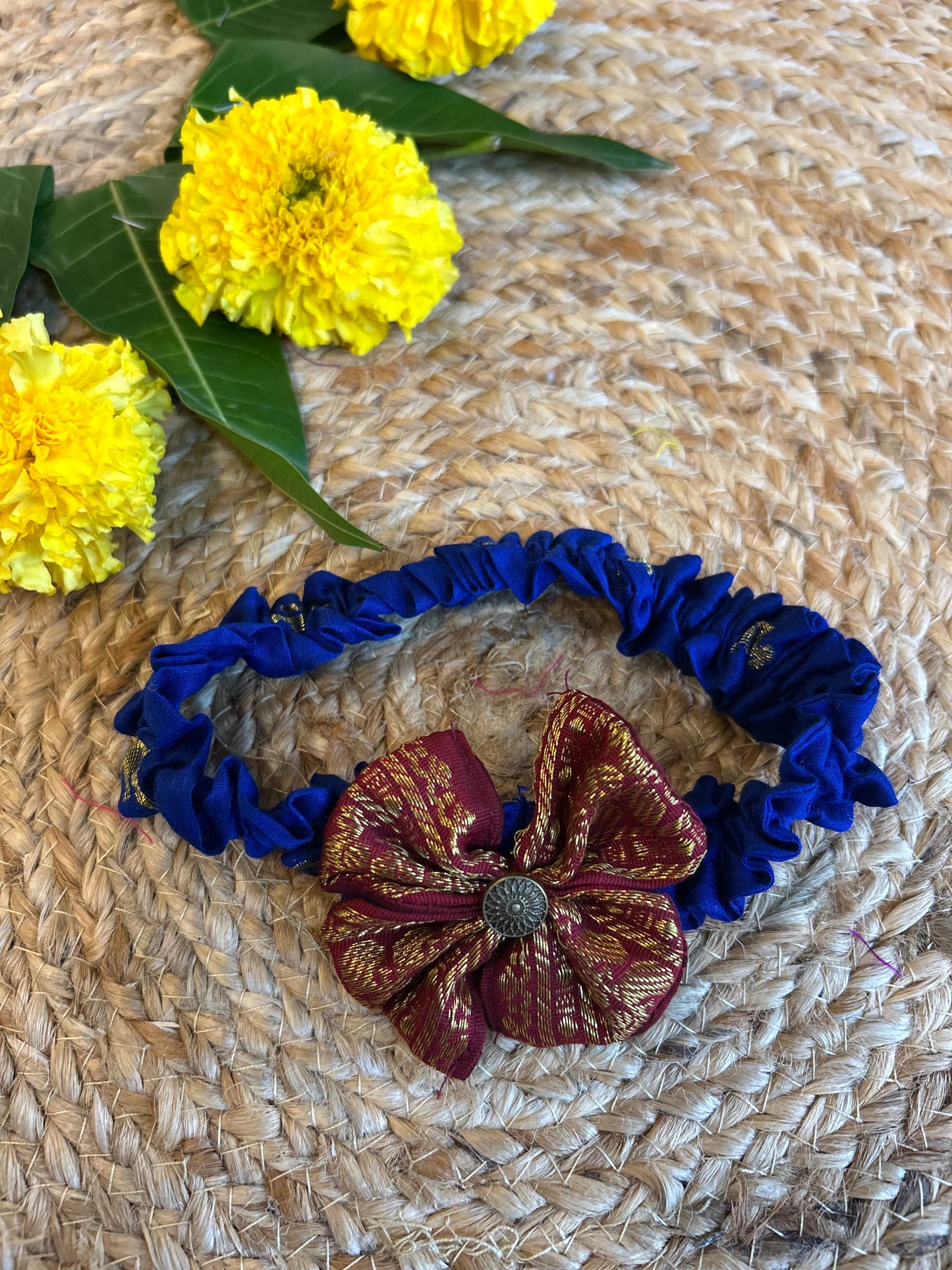 Blue with maroon - hair band for girls